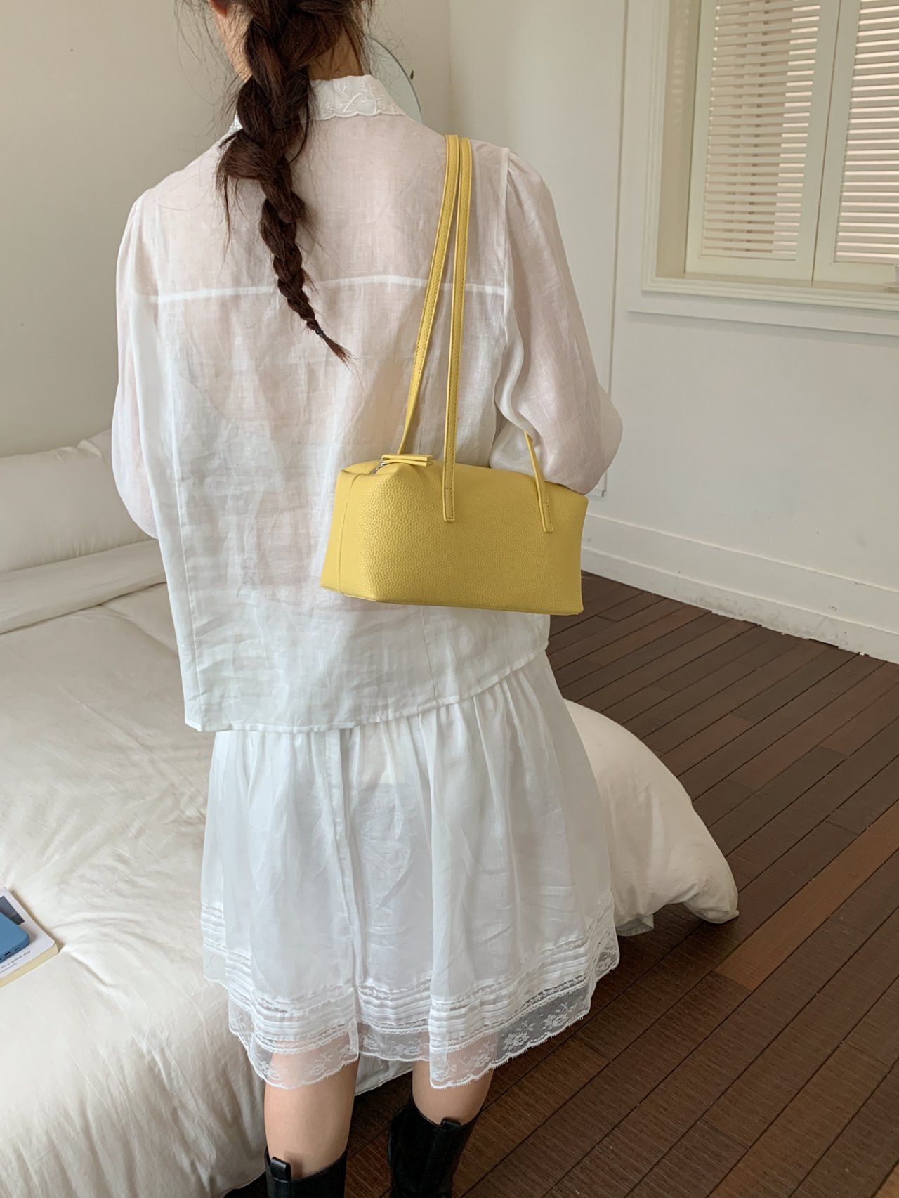Yellow Plain Shoulder Bag
