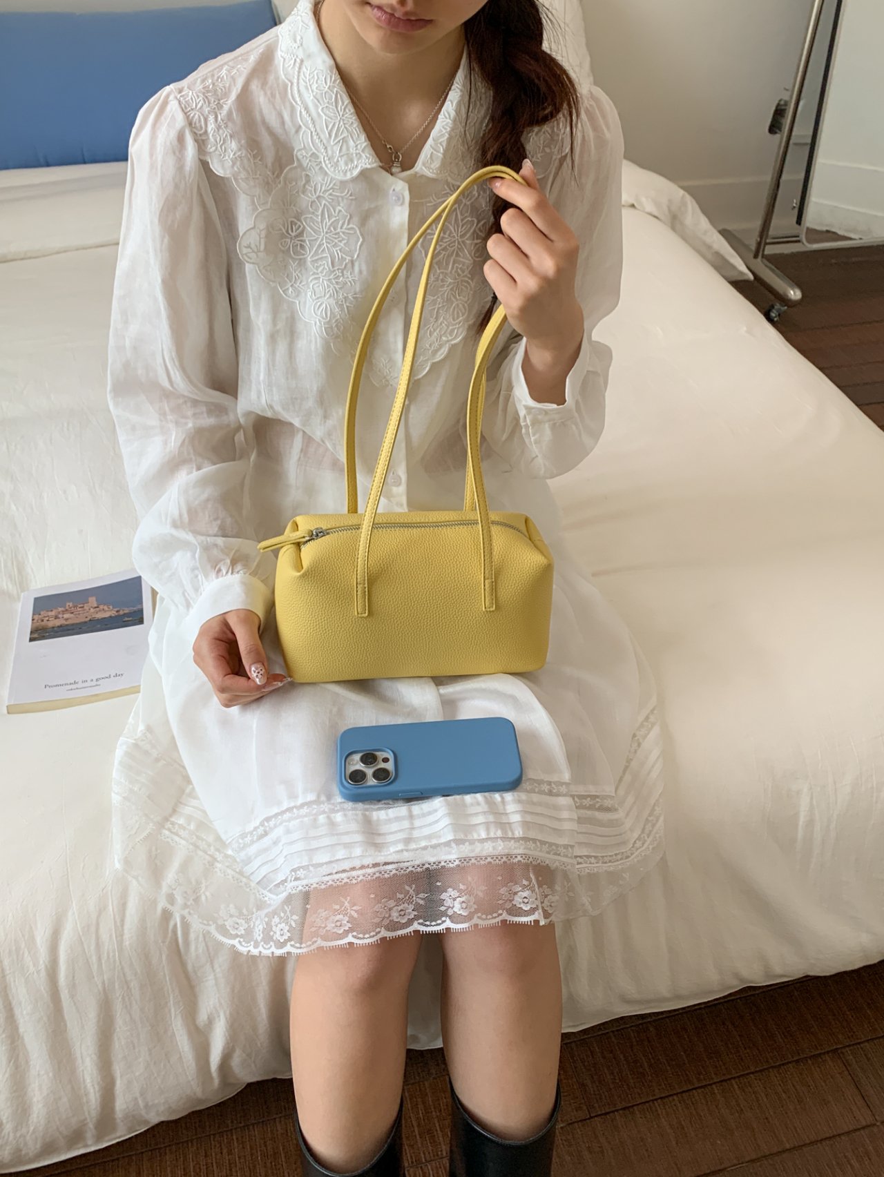 Yellow Plain Shoulder Bag