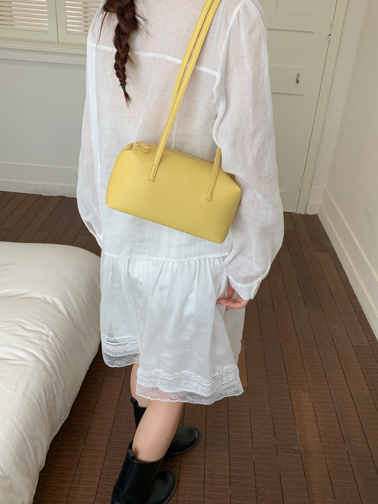 Yellow Plain Shoulder Bag