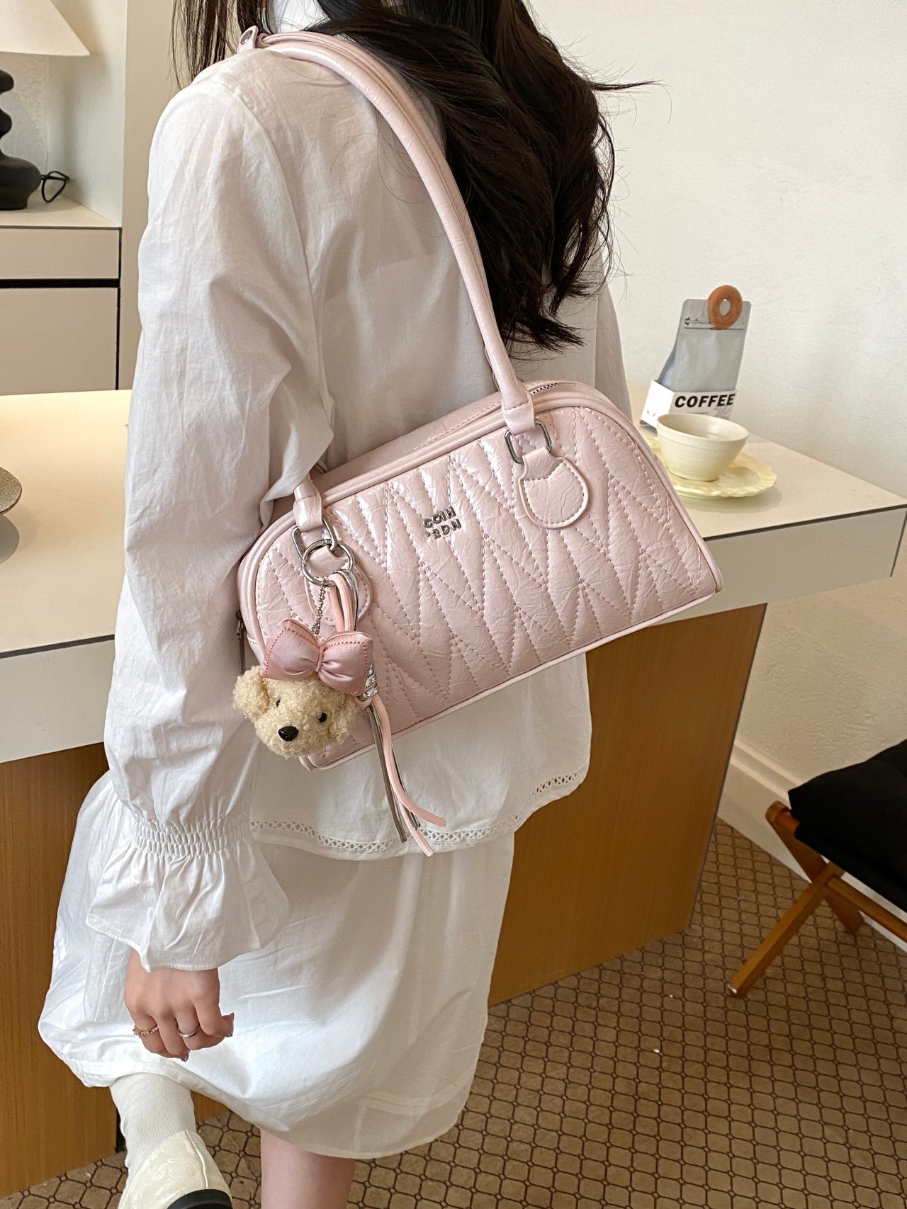 Pink Quilted Shoulder Bag