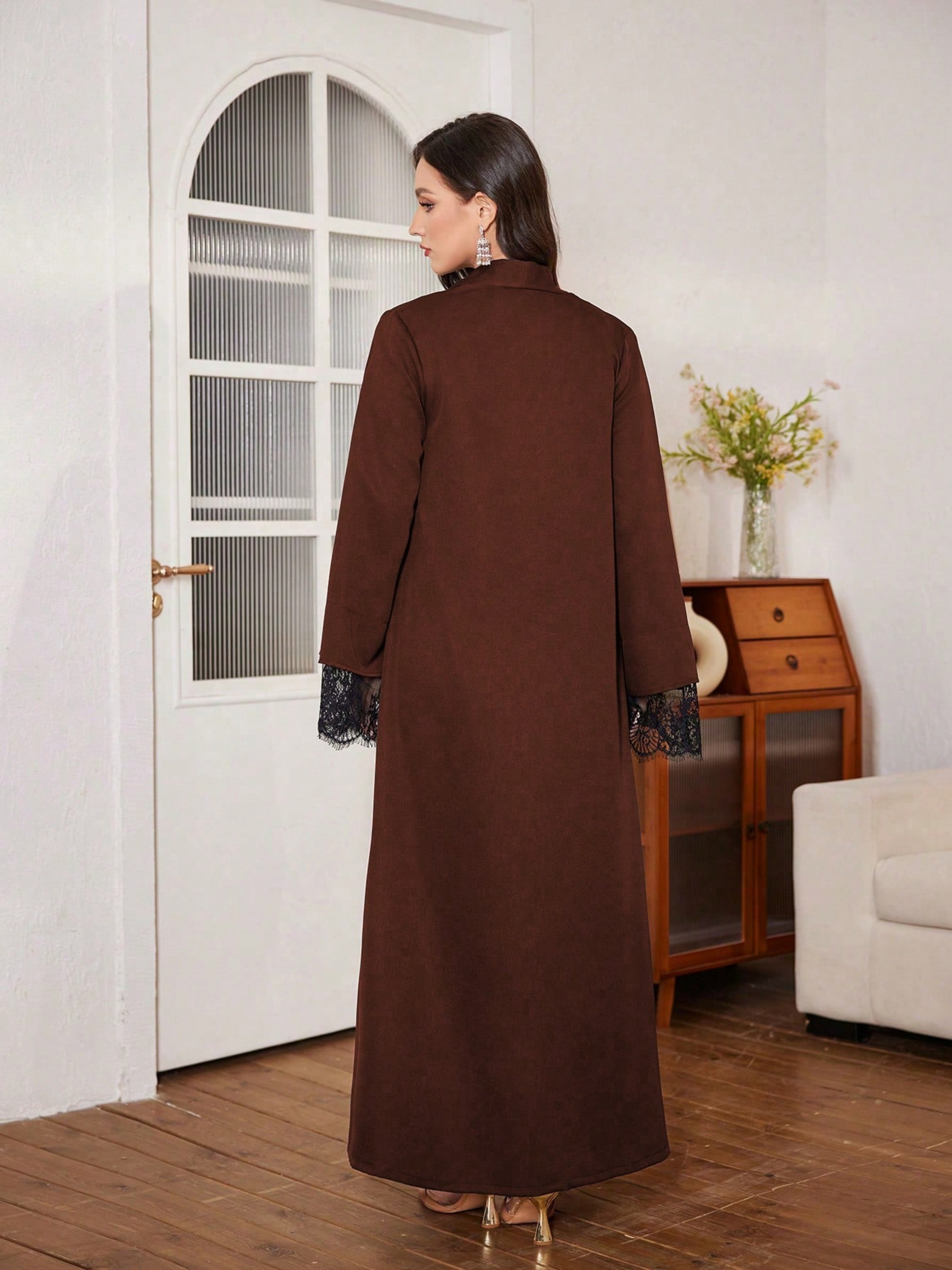 Brown Solid Abaya