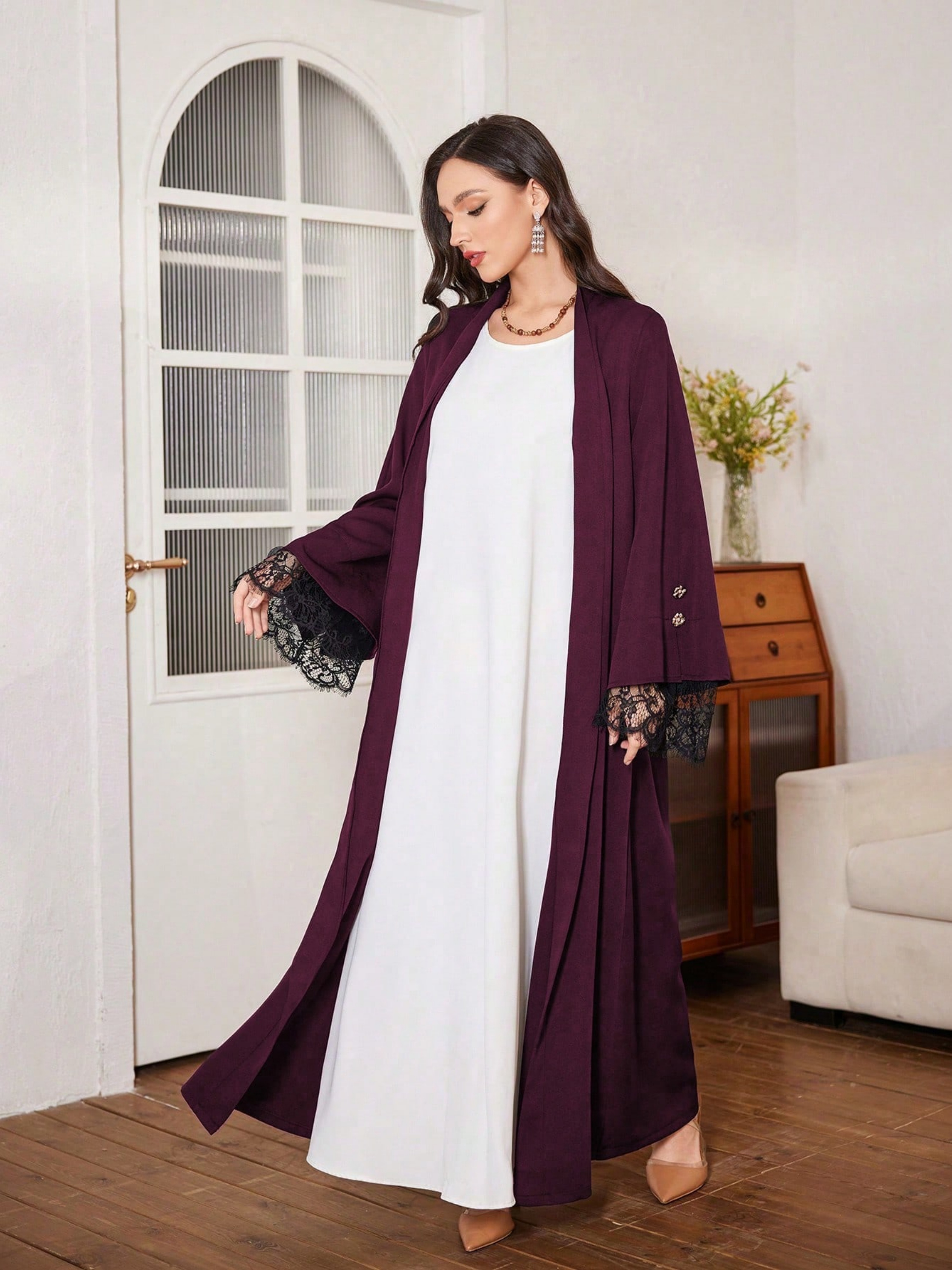 Purple Solid Abaya