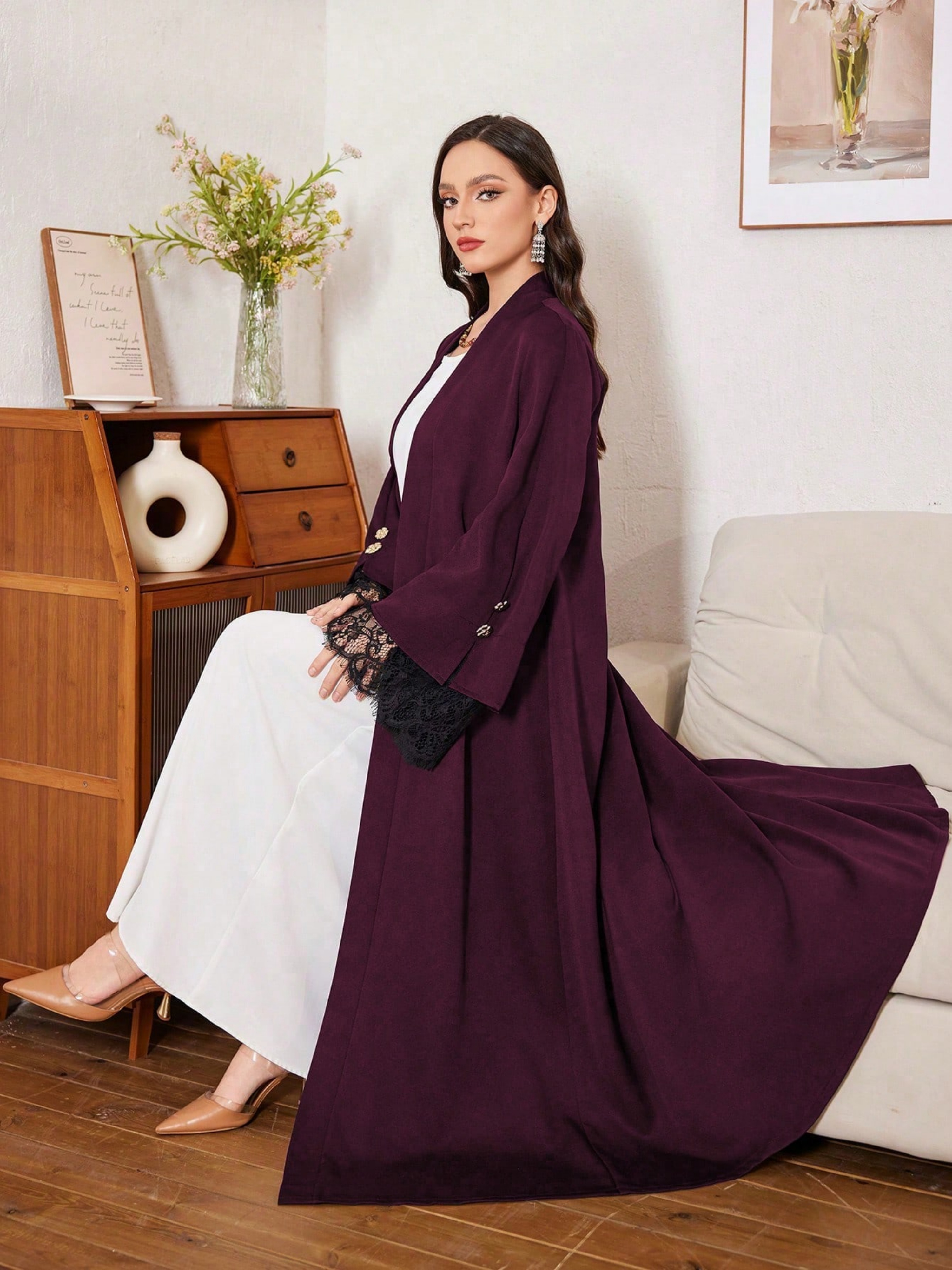 Purple Solid Abaya