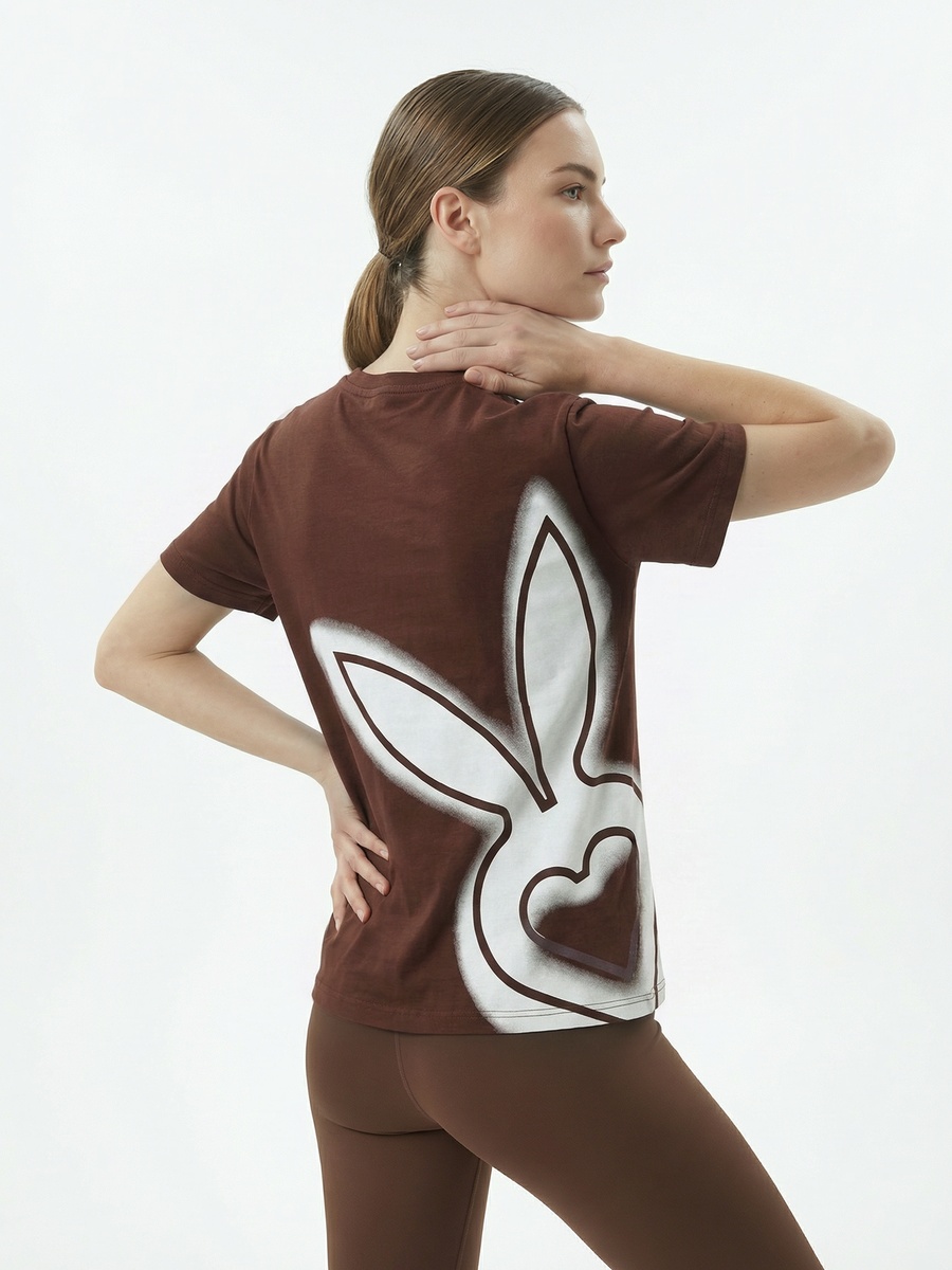 Brown Graphic Print Oversized Cotton T-Shirt