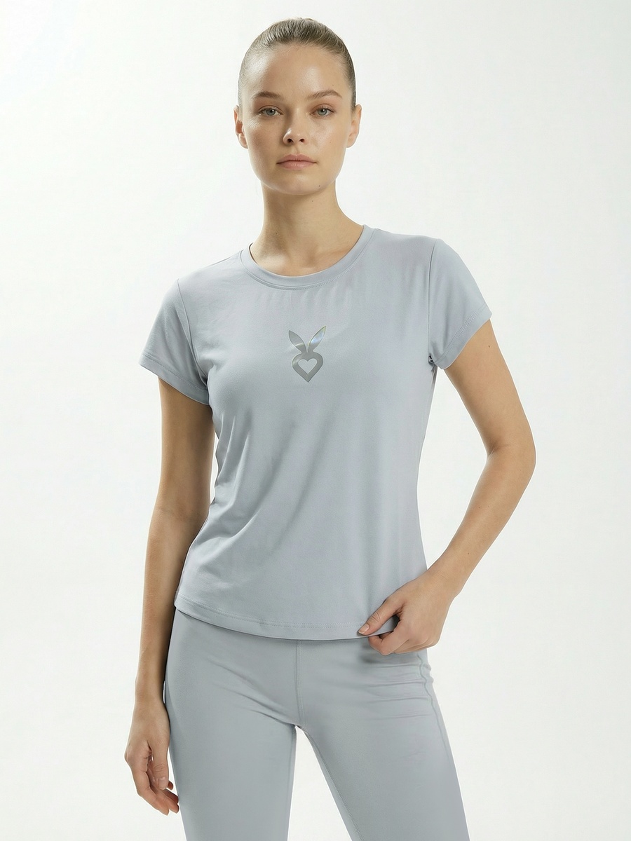 Grey Body-Contoured Slim Fit T-Shirt
