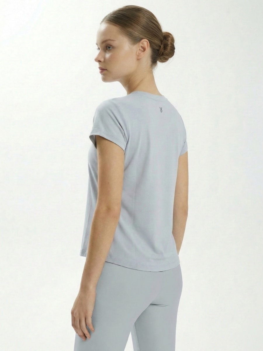 Grey Body-Contoured Slim Fit T-Shirt