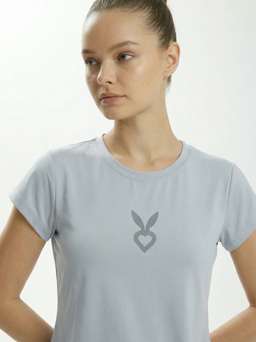 Grey Body-Contoured Slim Fit T-Shirt