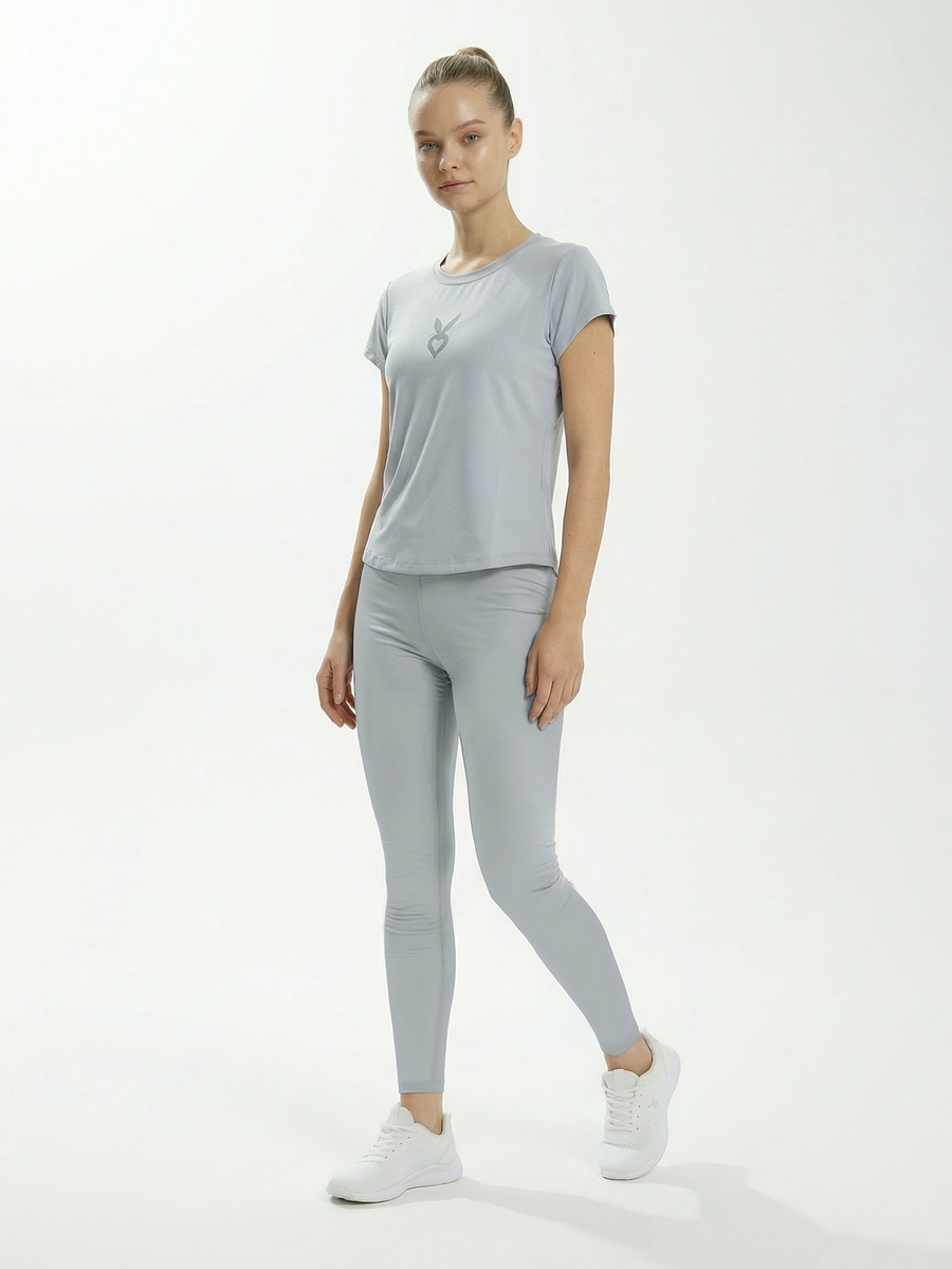 Grey Body-Contoured Slim Fit T-Shirt
