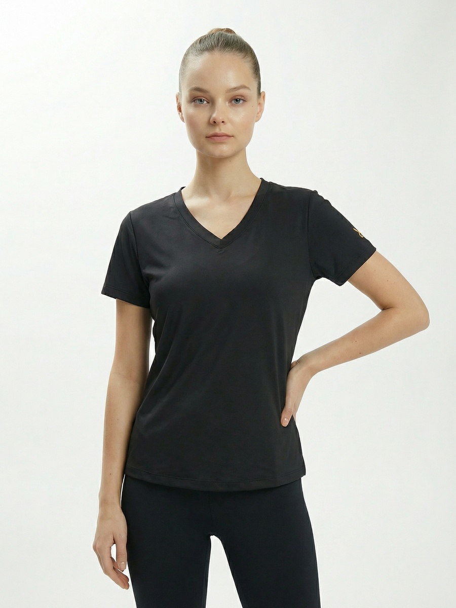 Black Regular T-Shirt with Gold Foil Print