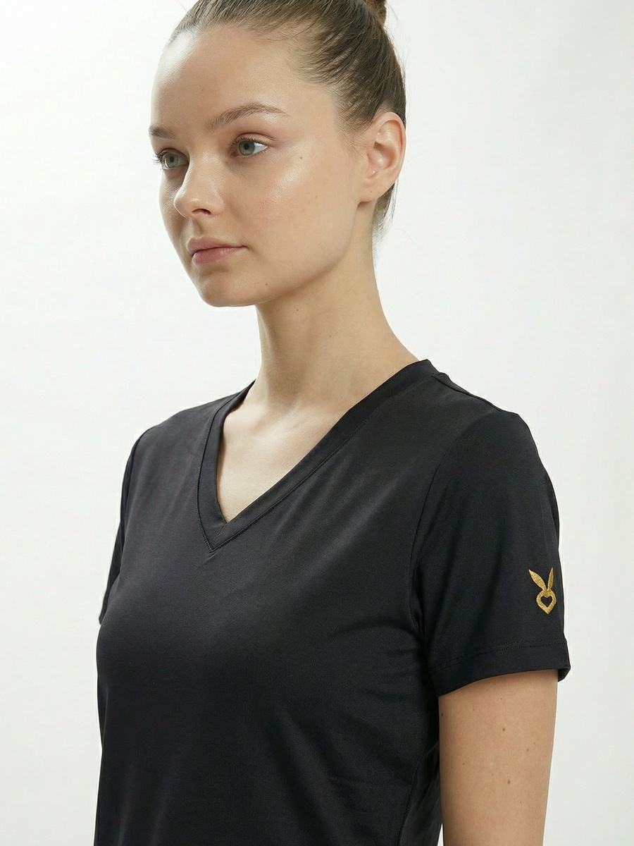 Black Regular T-Shirt with Gold Foil Print