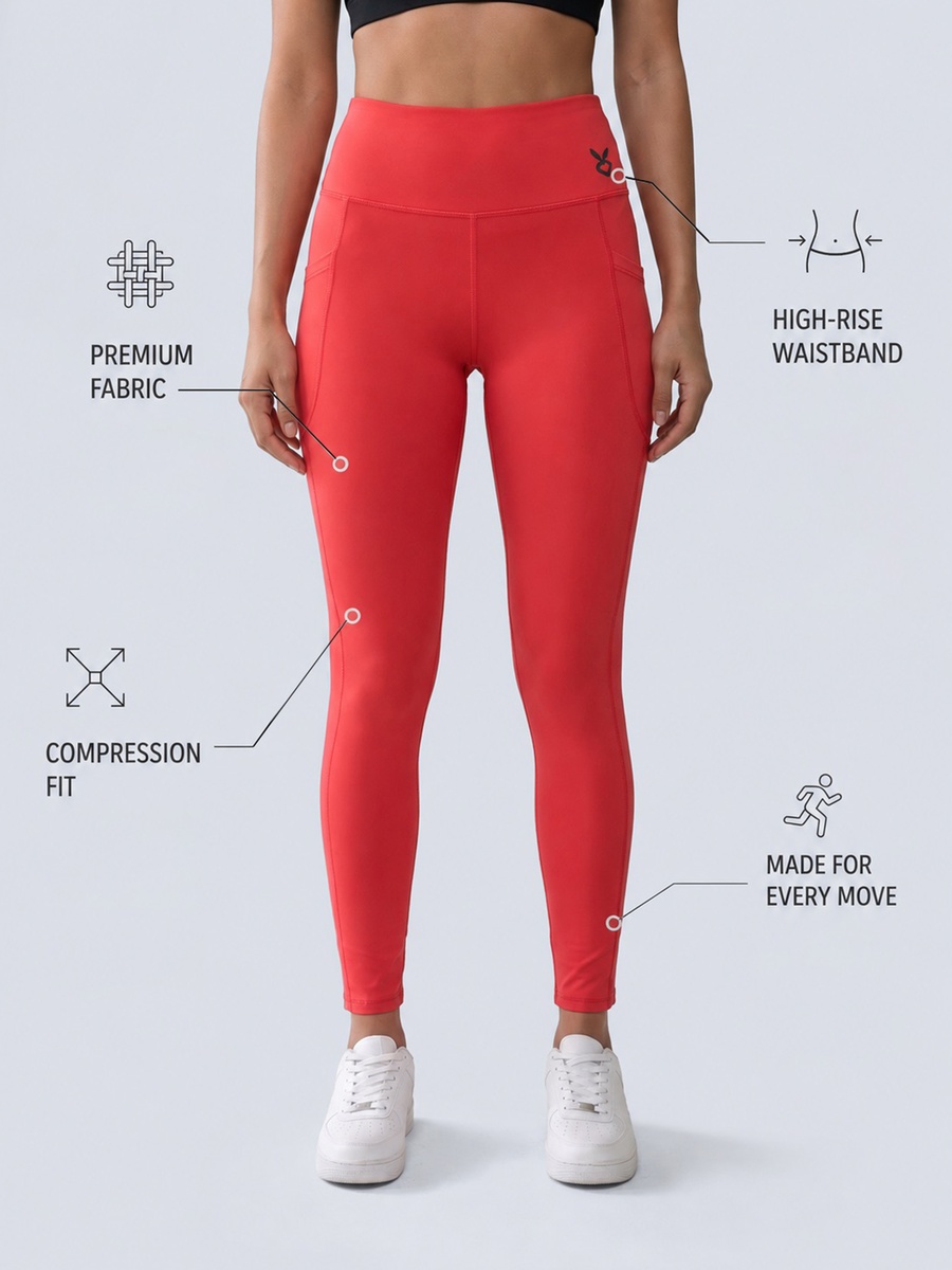 Red Sculpting Compression Stretchable Sports Legging