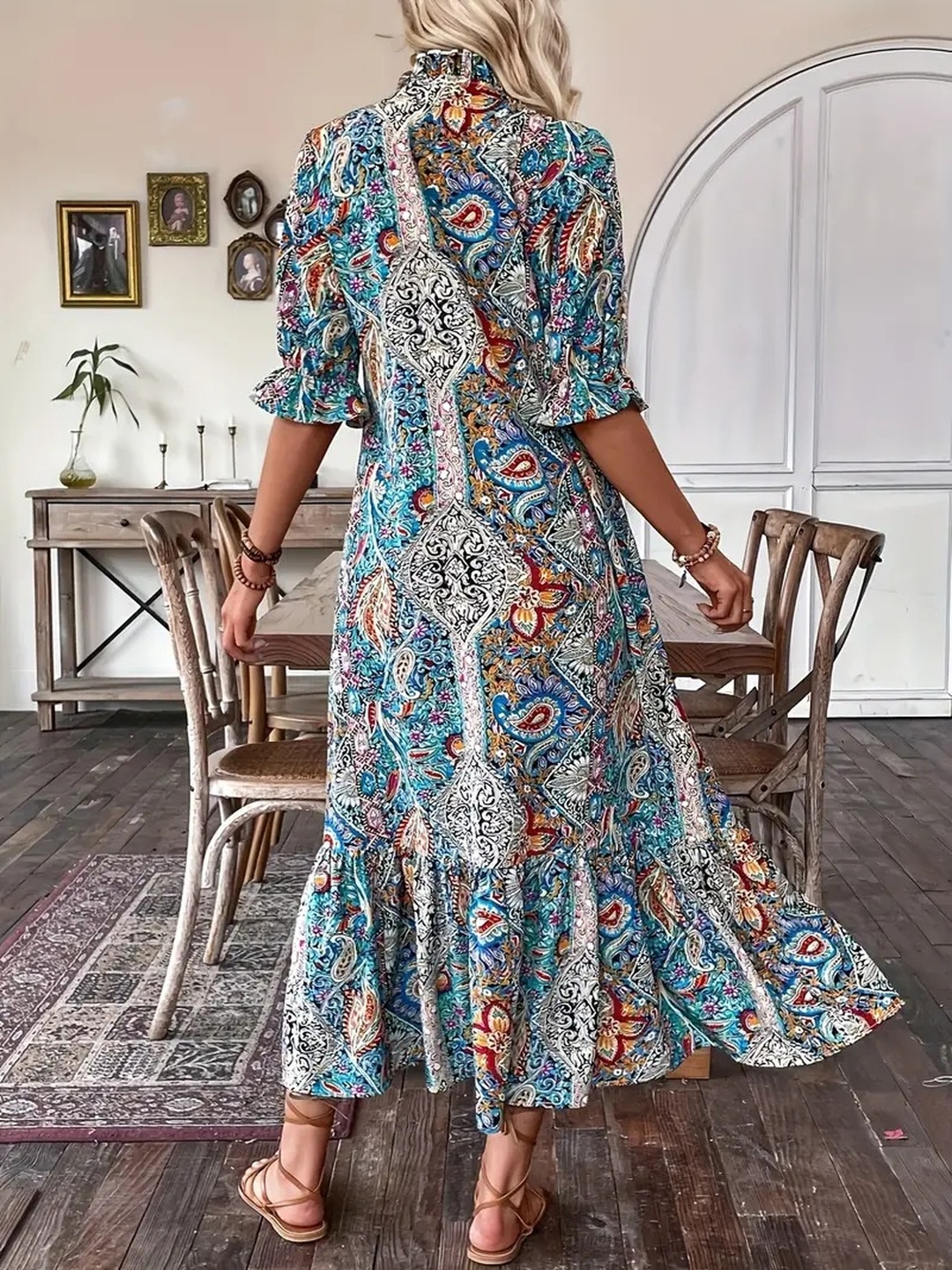Multi Paisley Print Shift Midi Dress