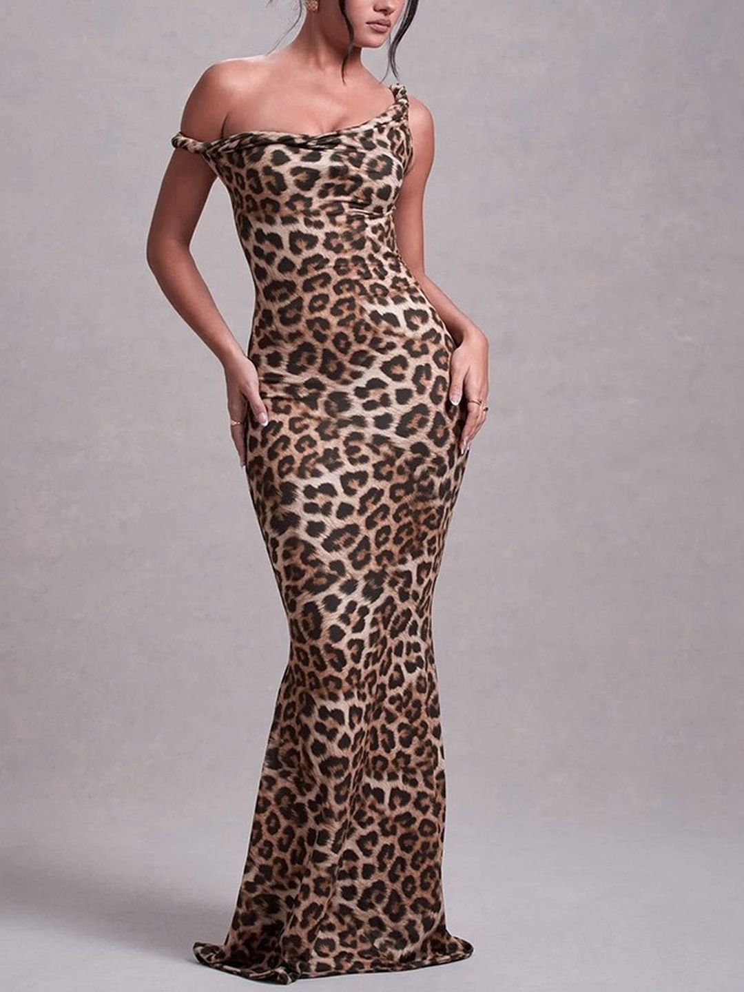 White Animal Print Bodycon Maxi Dress
