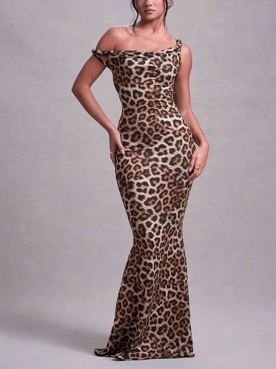 White Animal Print Bodycon Maxi Dress
