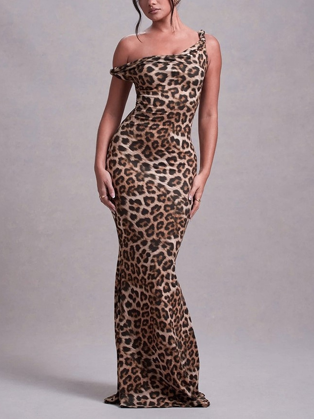 White Animal Print Bodycon Maxi Dress