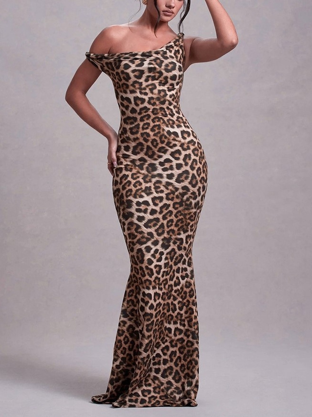 White Animal Print Bodycon Maxi Dress