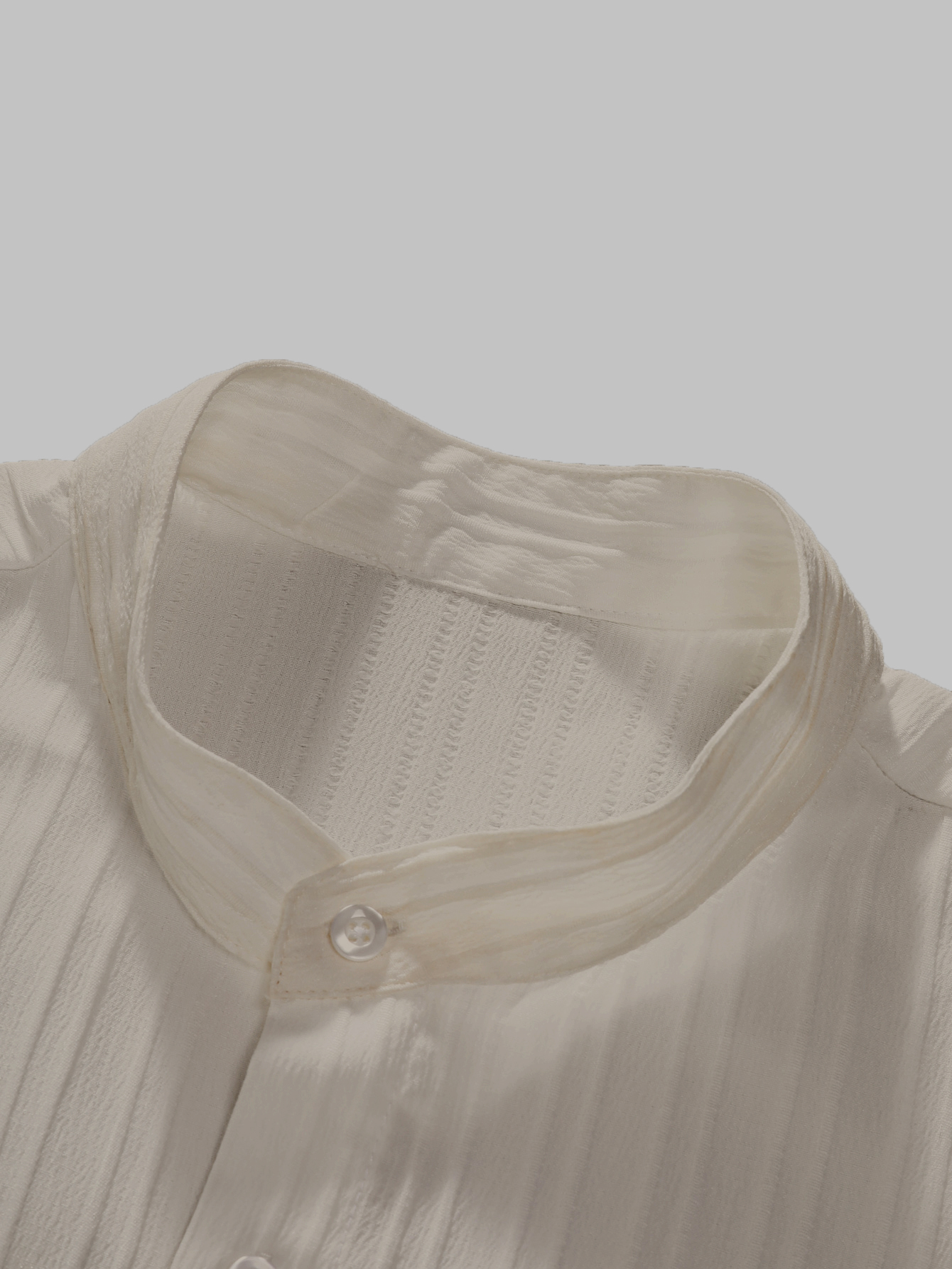 Men Textured Stand Collar Casual Shirt