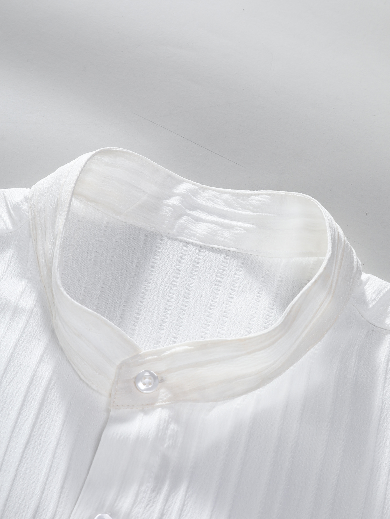 Men Textured Stand Collar Casual Shirt