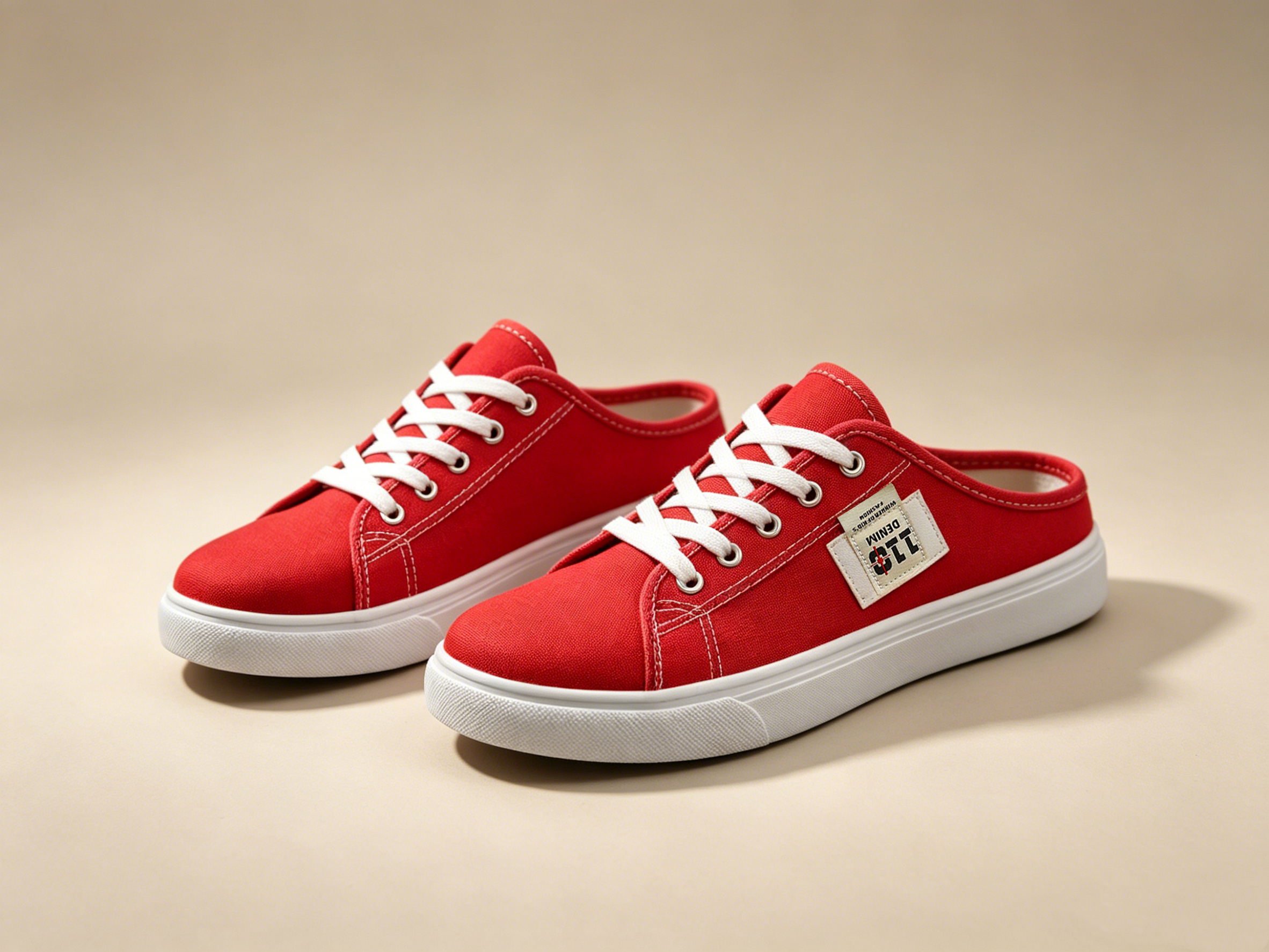 Red Textured Slip On Canvas Shoes