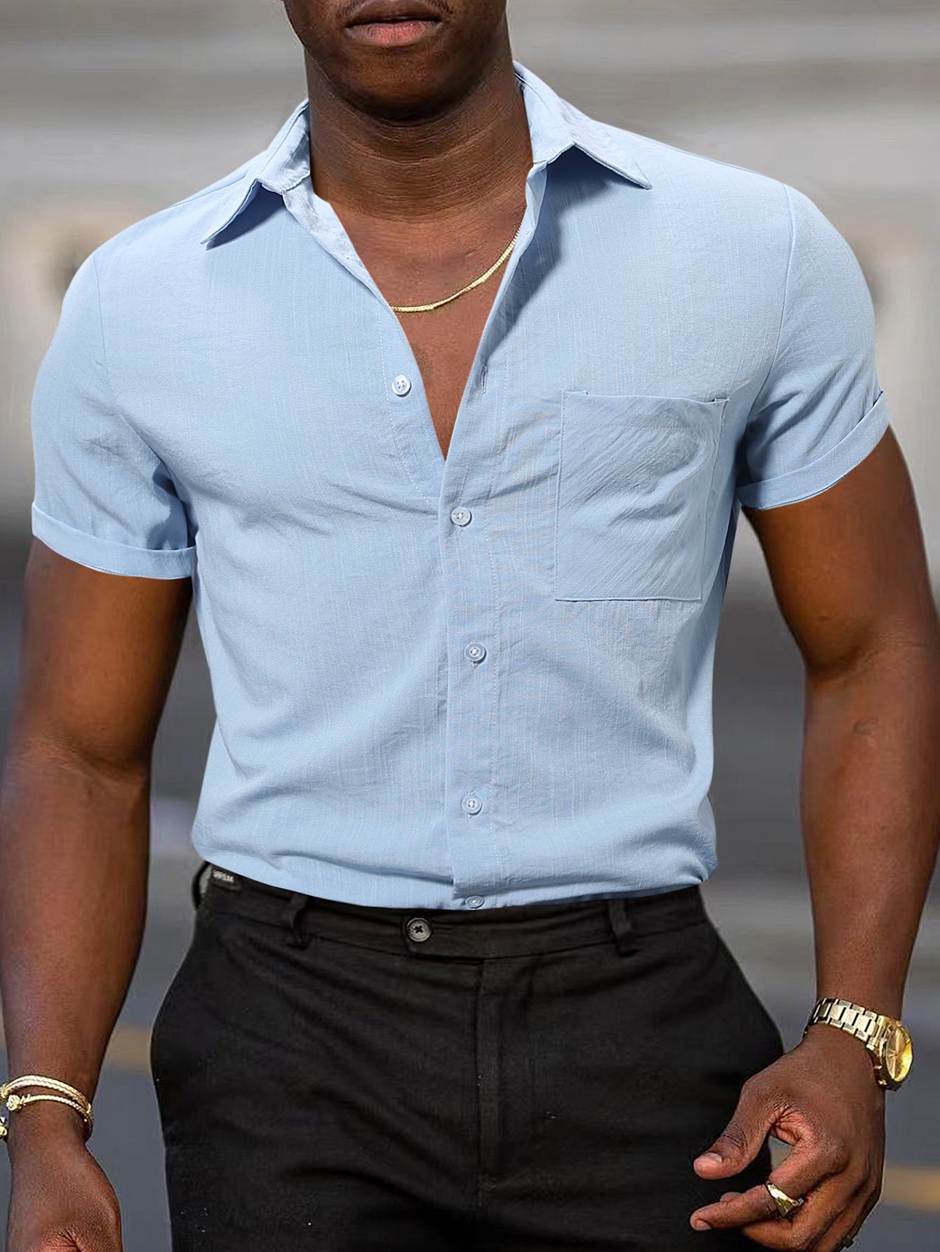 Men Basic Short Sleeve Shirt