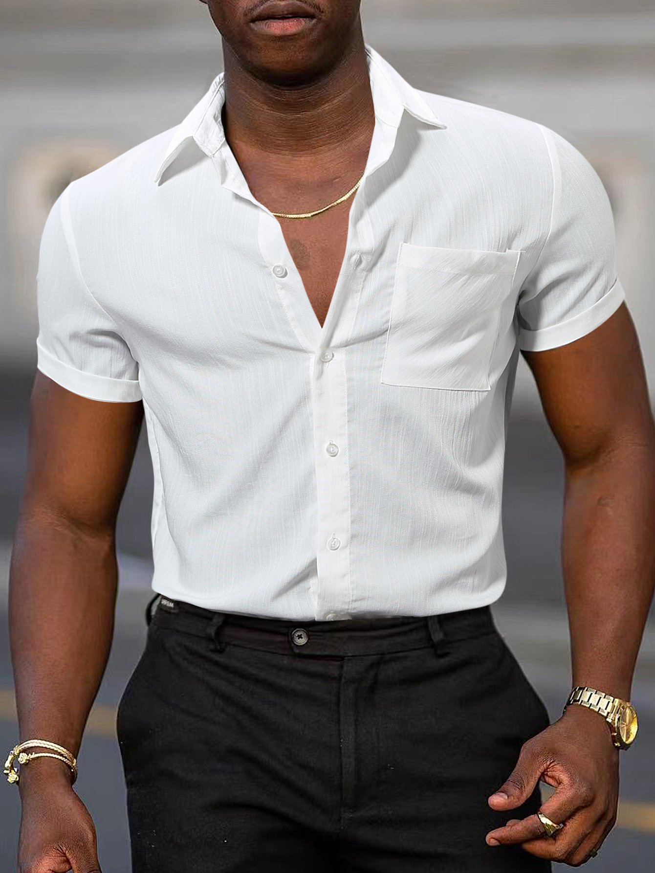Men Textured Short Sleeve Shirt