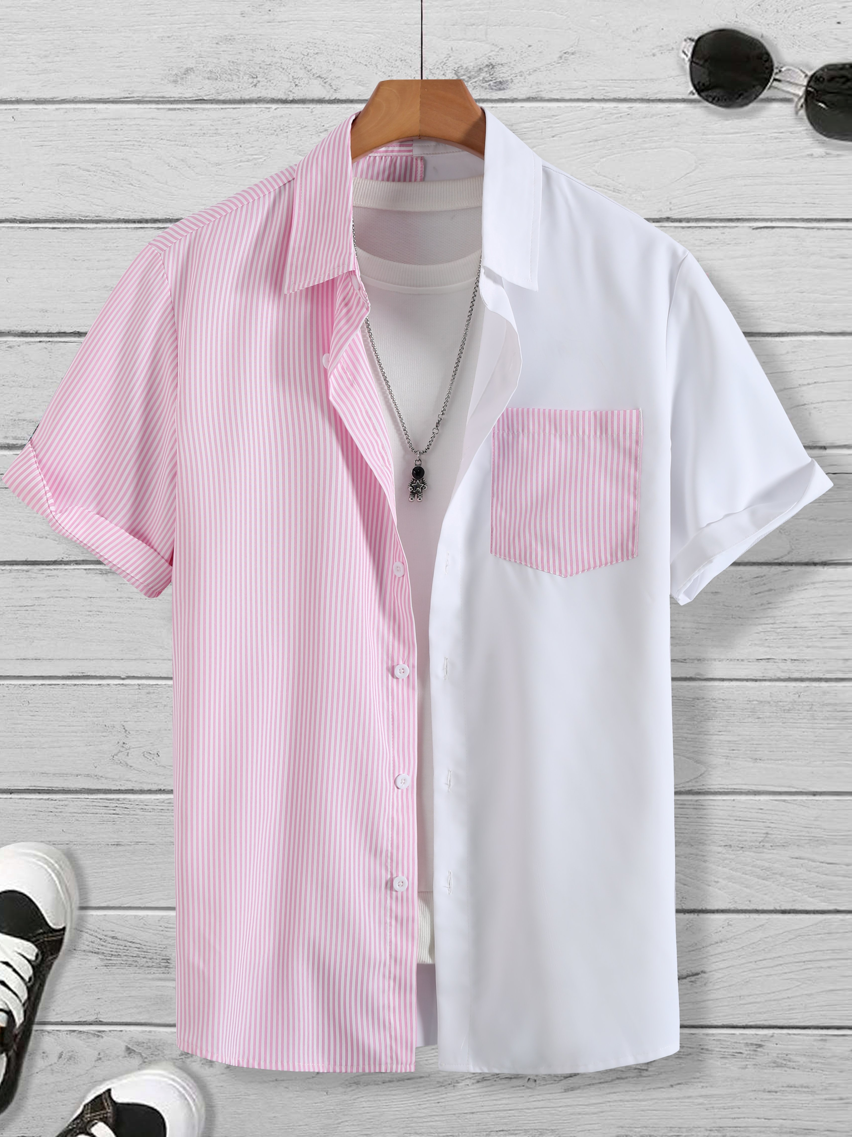 Men Color Block Striped Shirt