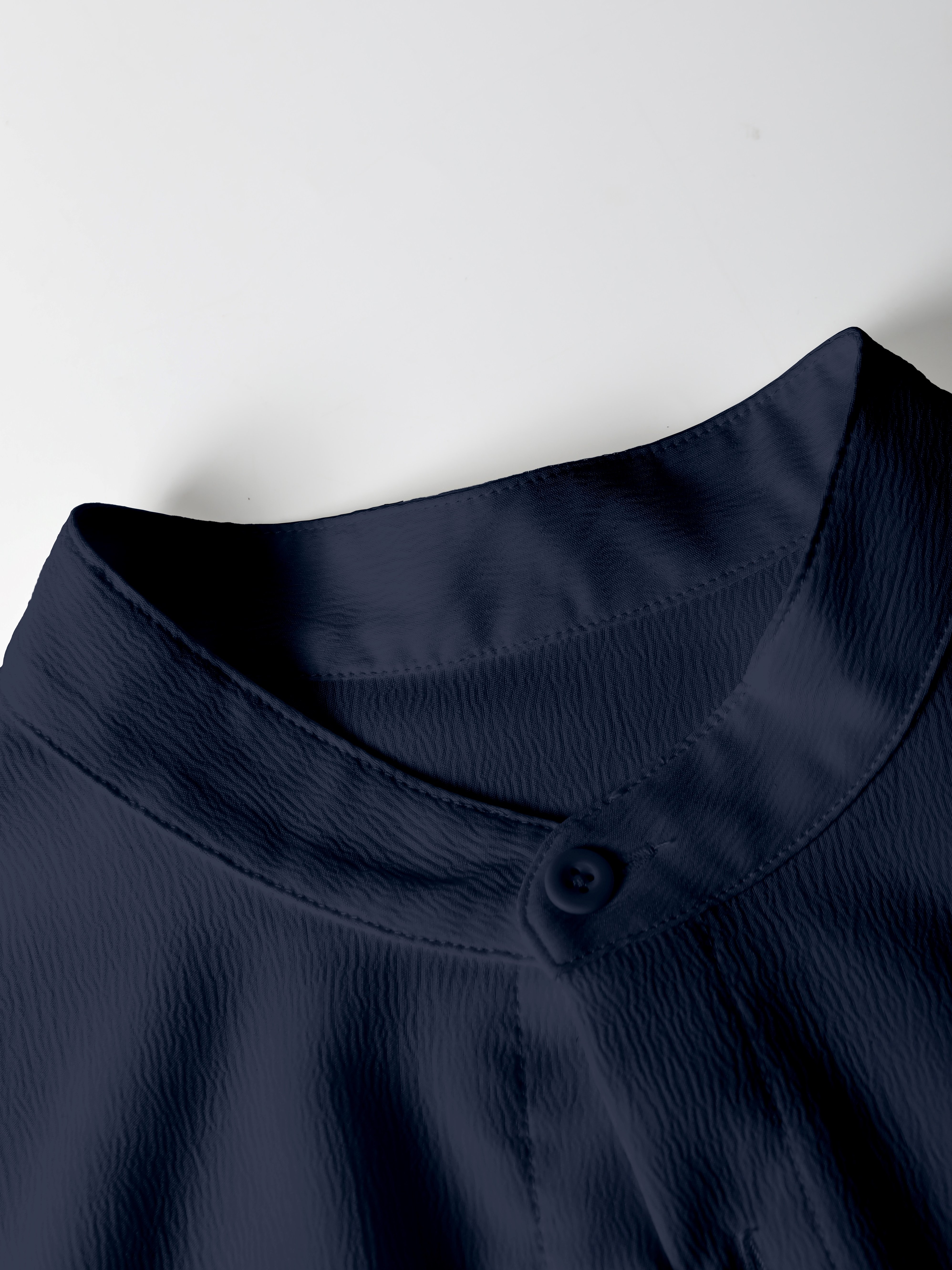 Men Stand Collar Slim Fit Casual Shirt