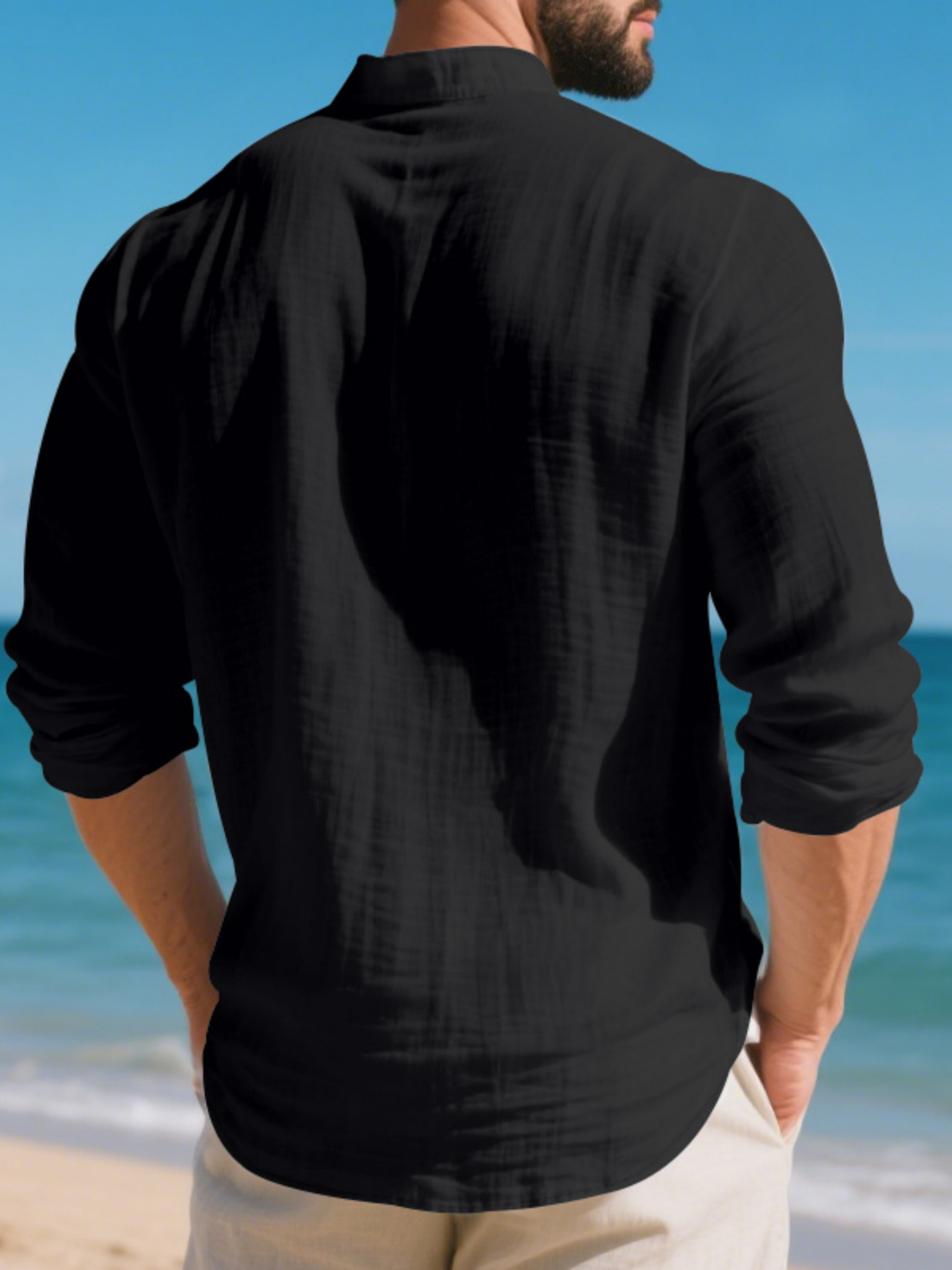 Men Linen Long Sleeves Casual Shirt