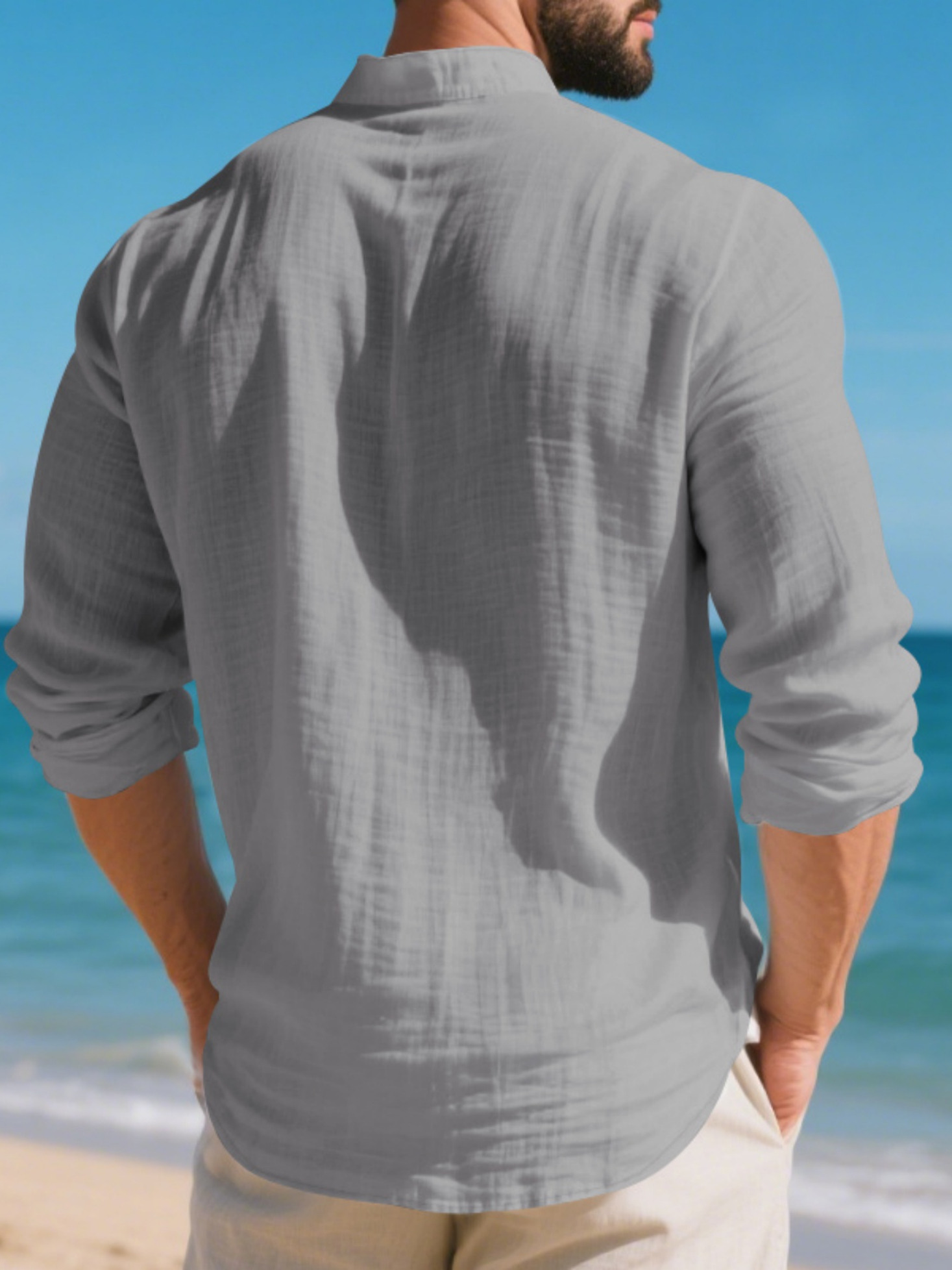 Men Linen Long Sleeves Casual Shirt