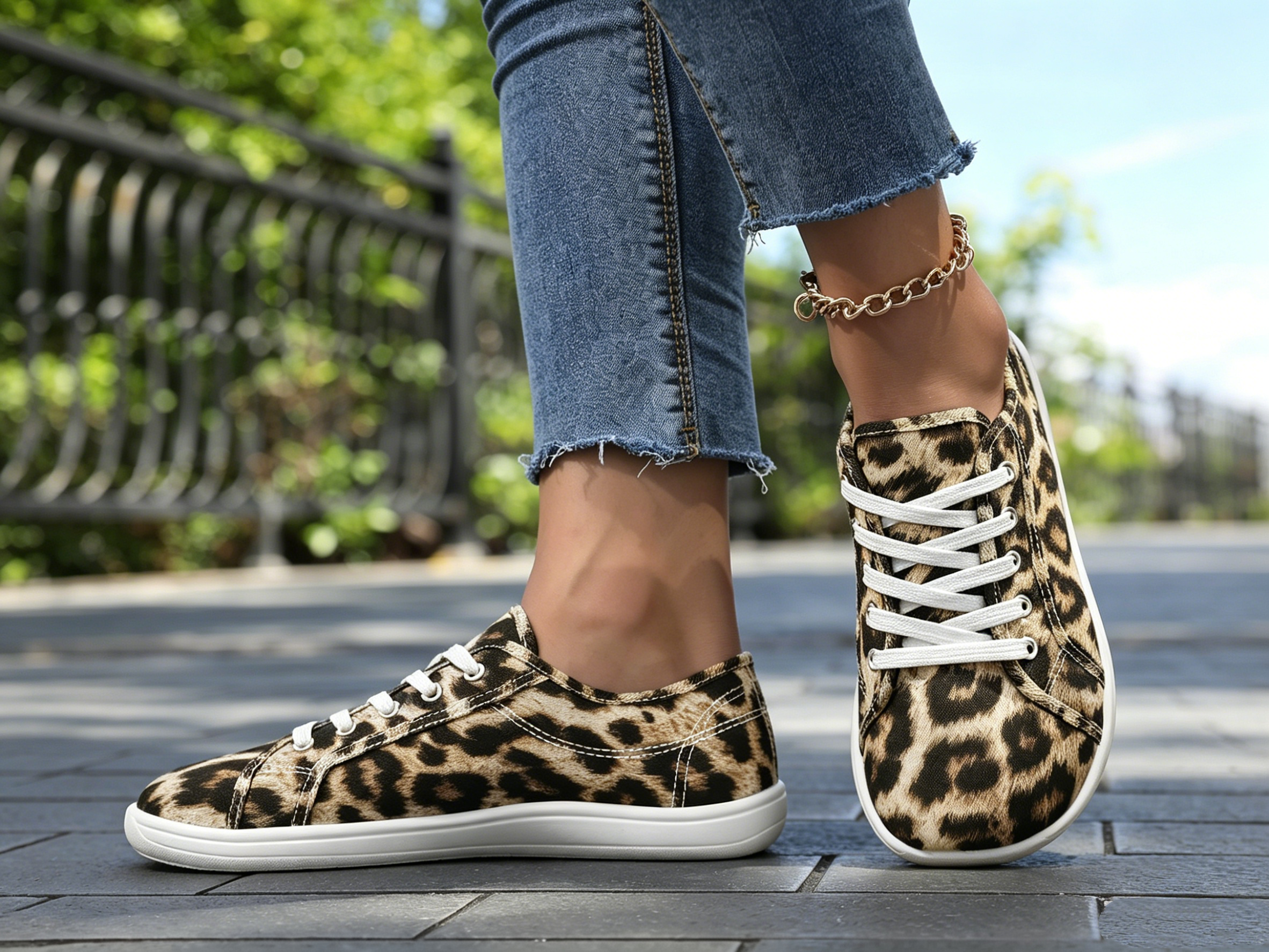 Multi Animal Print Lace Ups Sneakers