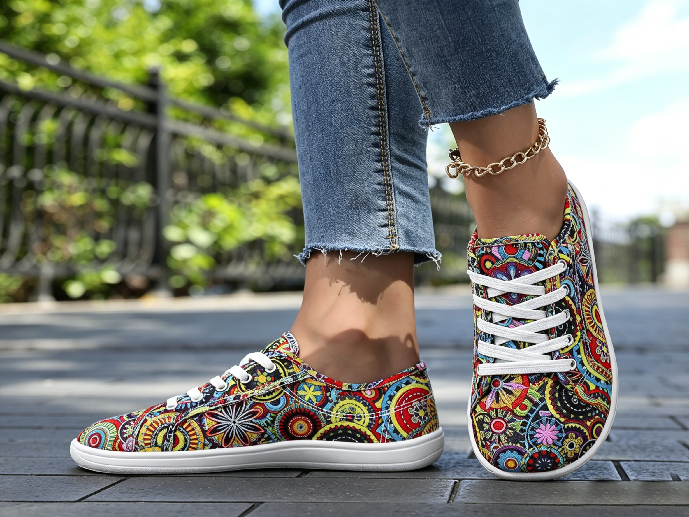 Multi Printed Lace Ups Sneakers