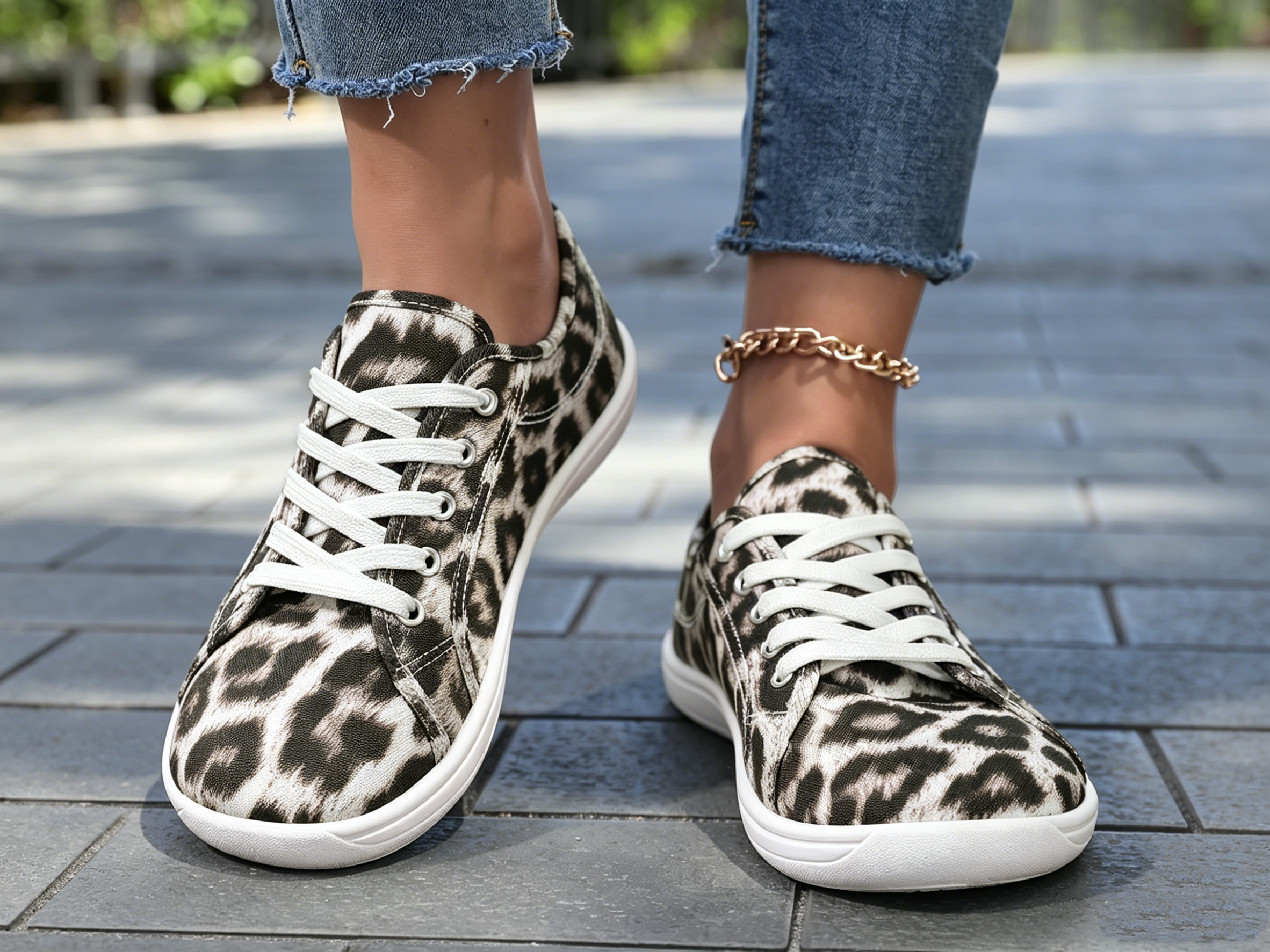 Multi Animal Print Lace Ups Sneakers