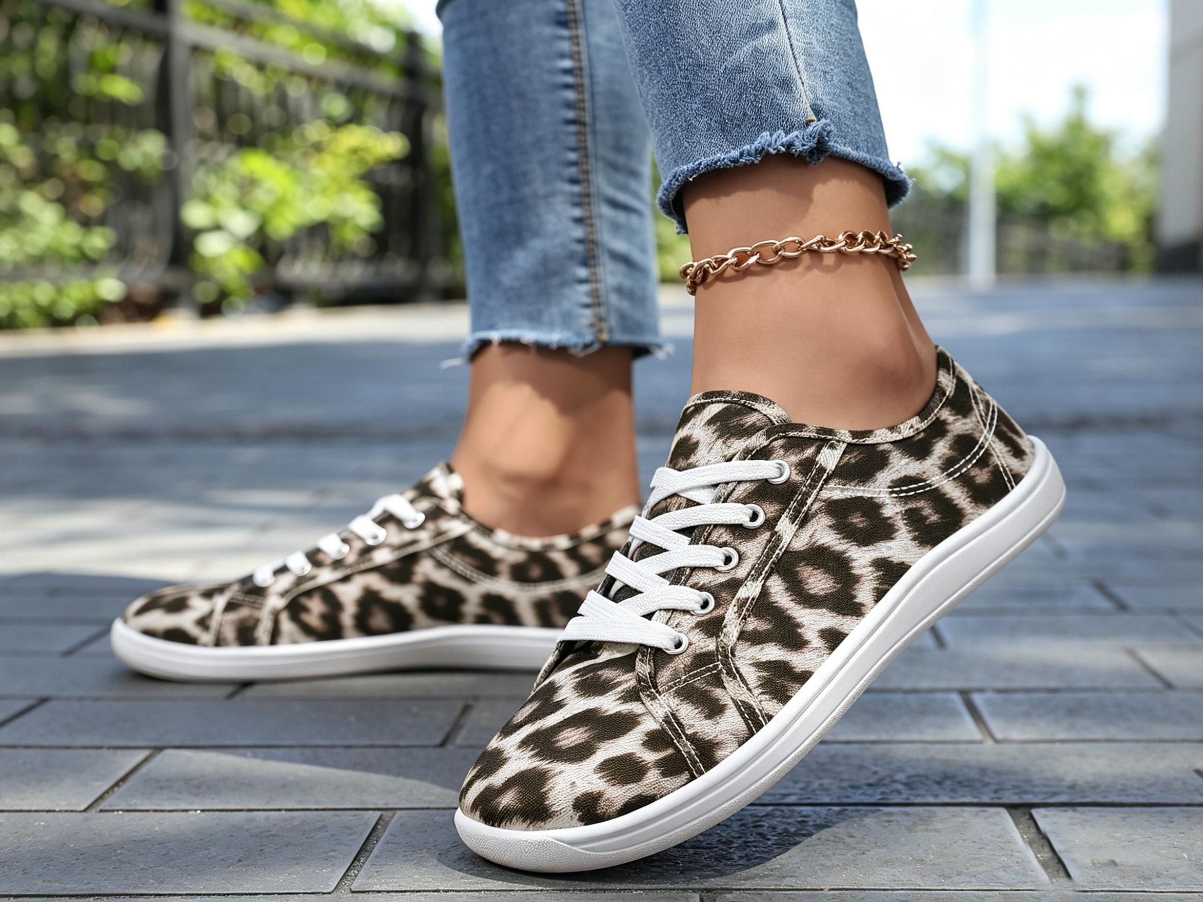 Multi Animal Print Lace Ups Sneakers