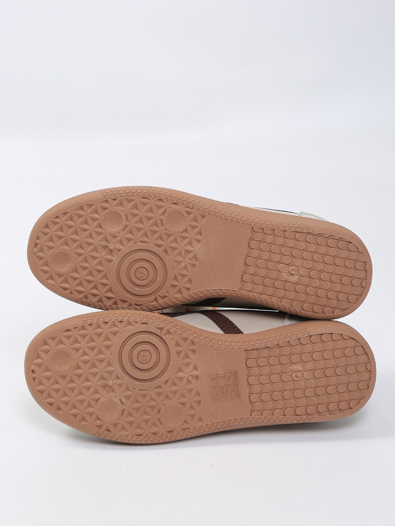 Women Beige Flat Lace-Up Sneakers