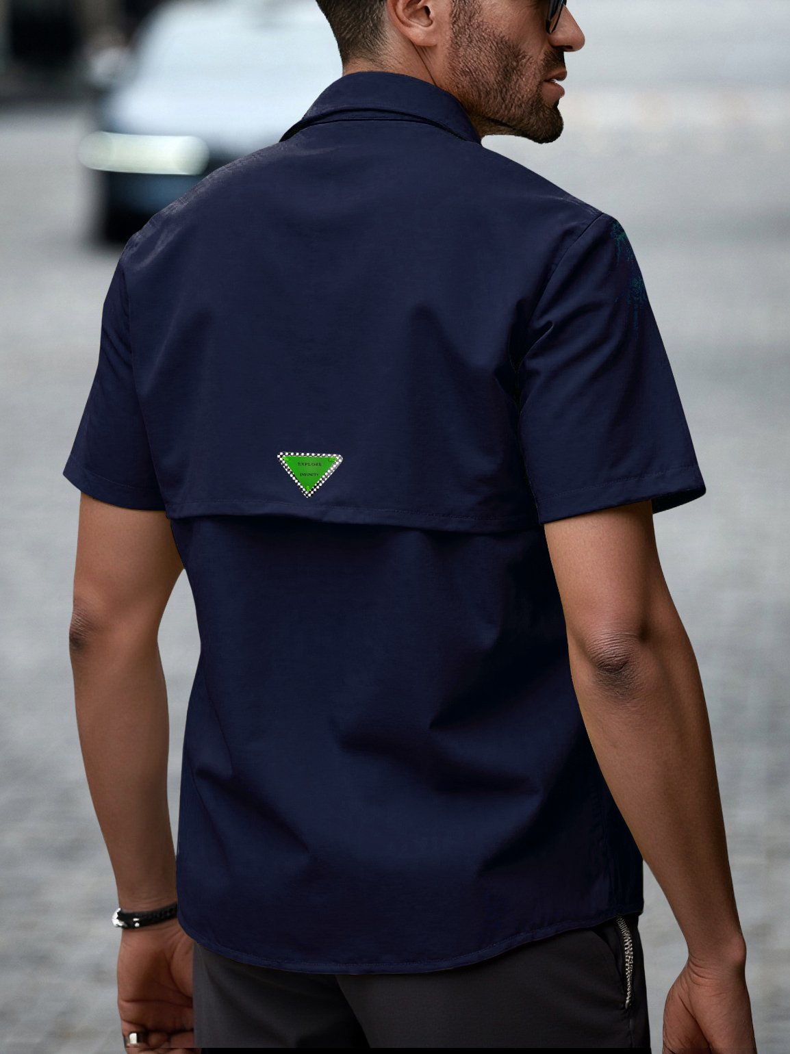 Men Casual Utility Work Shirt with Flap Pocket
