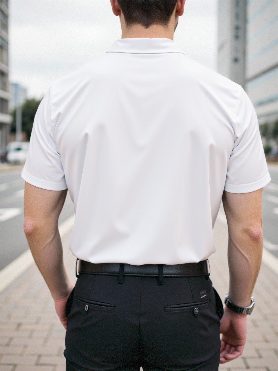 Men Solid Short Sleeve Dress Shirt