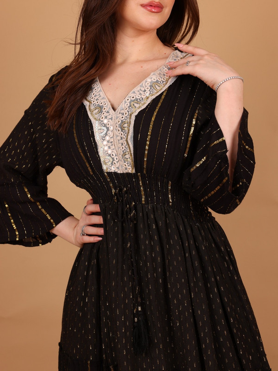 Serena Lurex V Neck Tiered Maxi Dress