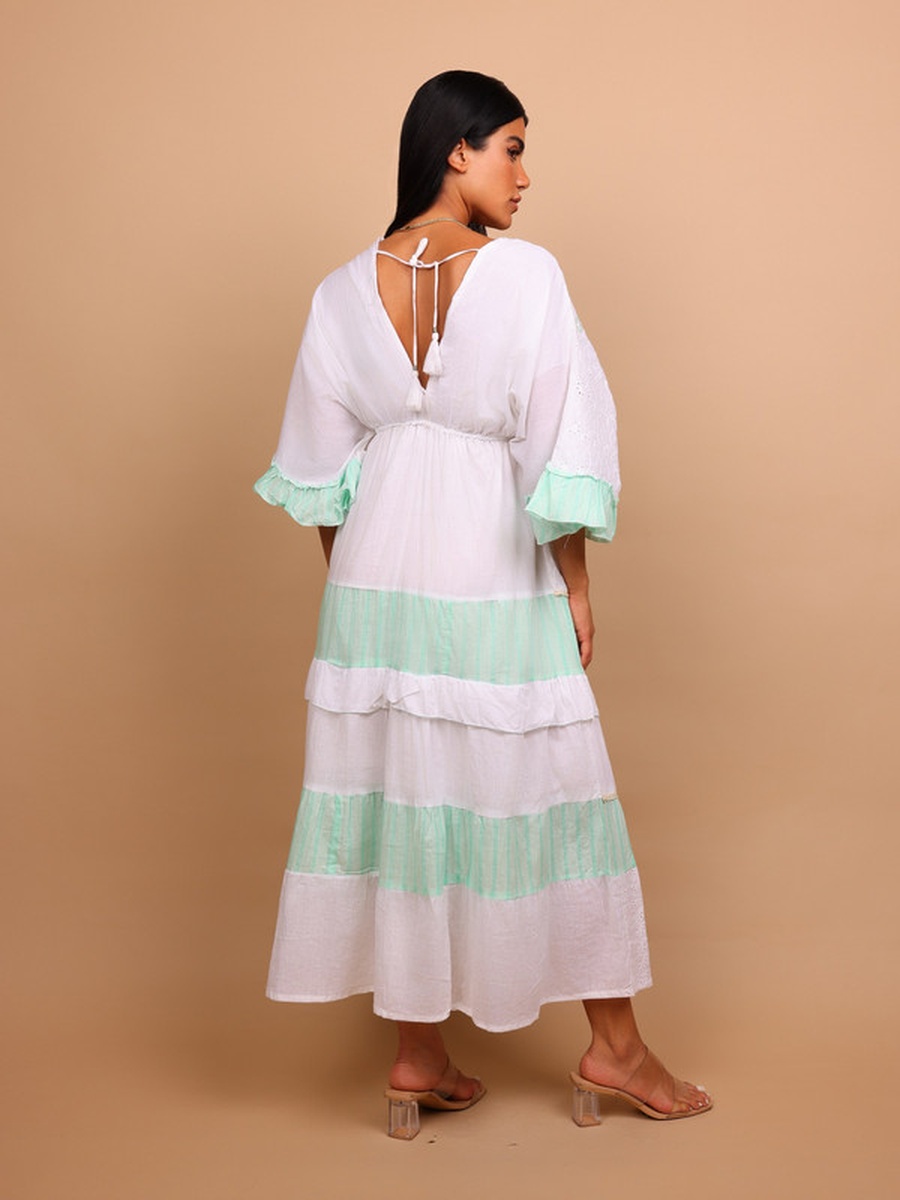 Noore Eyelet Tiered Maxi Dress