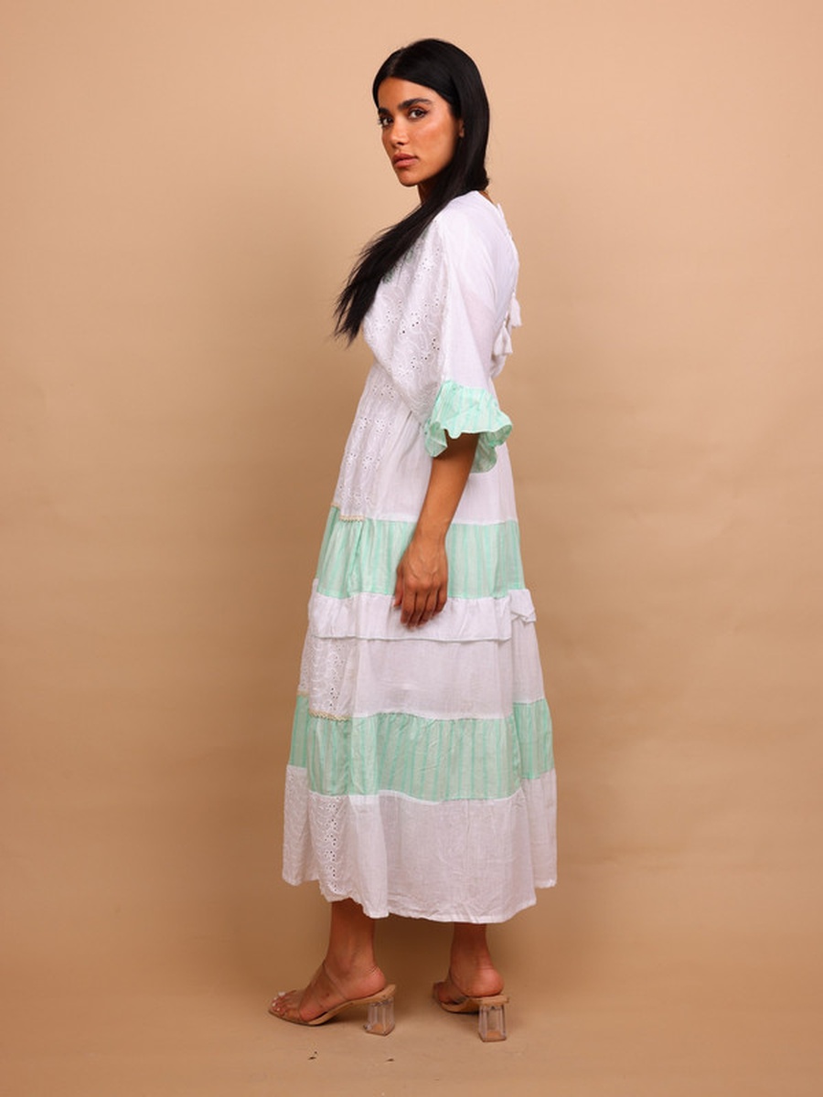 Noore Eyelet Tiered Maxi Dress