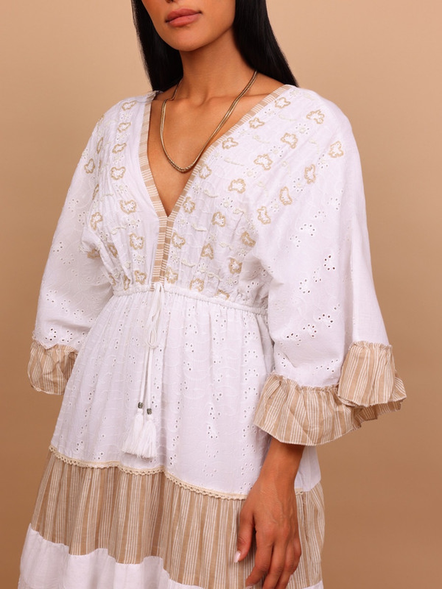 Noore Eyelet Tiered Maxi Dress