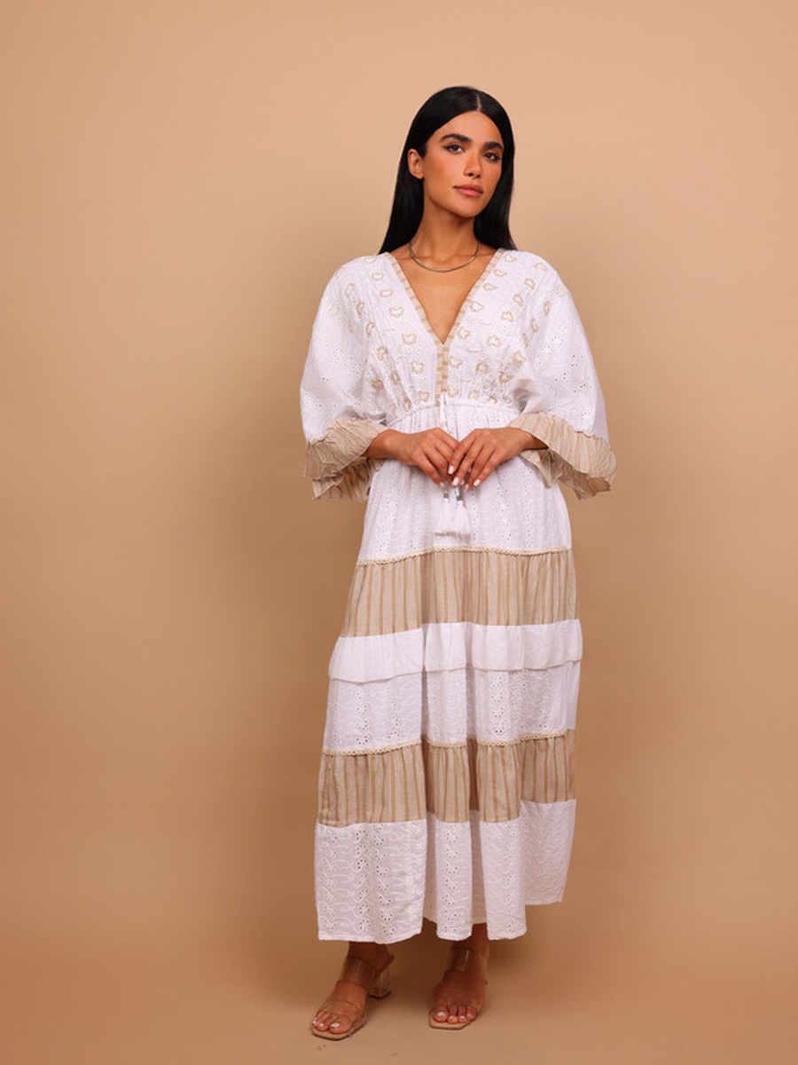 Noore Eyelet Tiered Maxi Dress