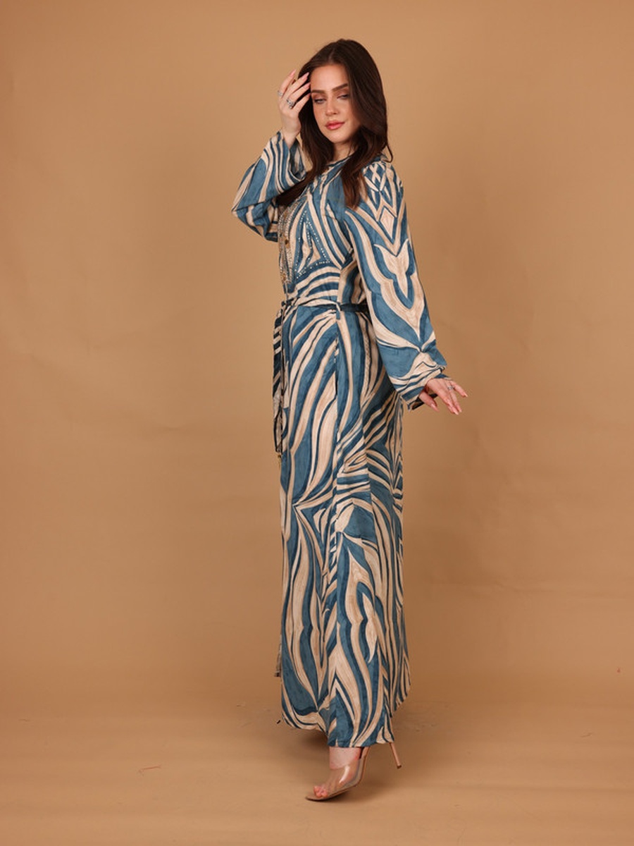 Amina Sequined Detail Printed Maxi Dress