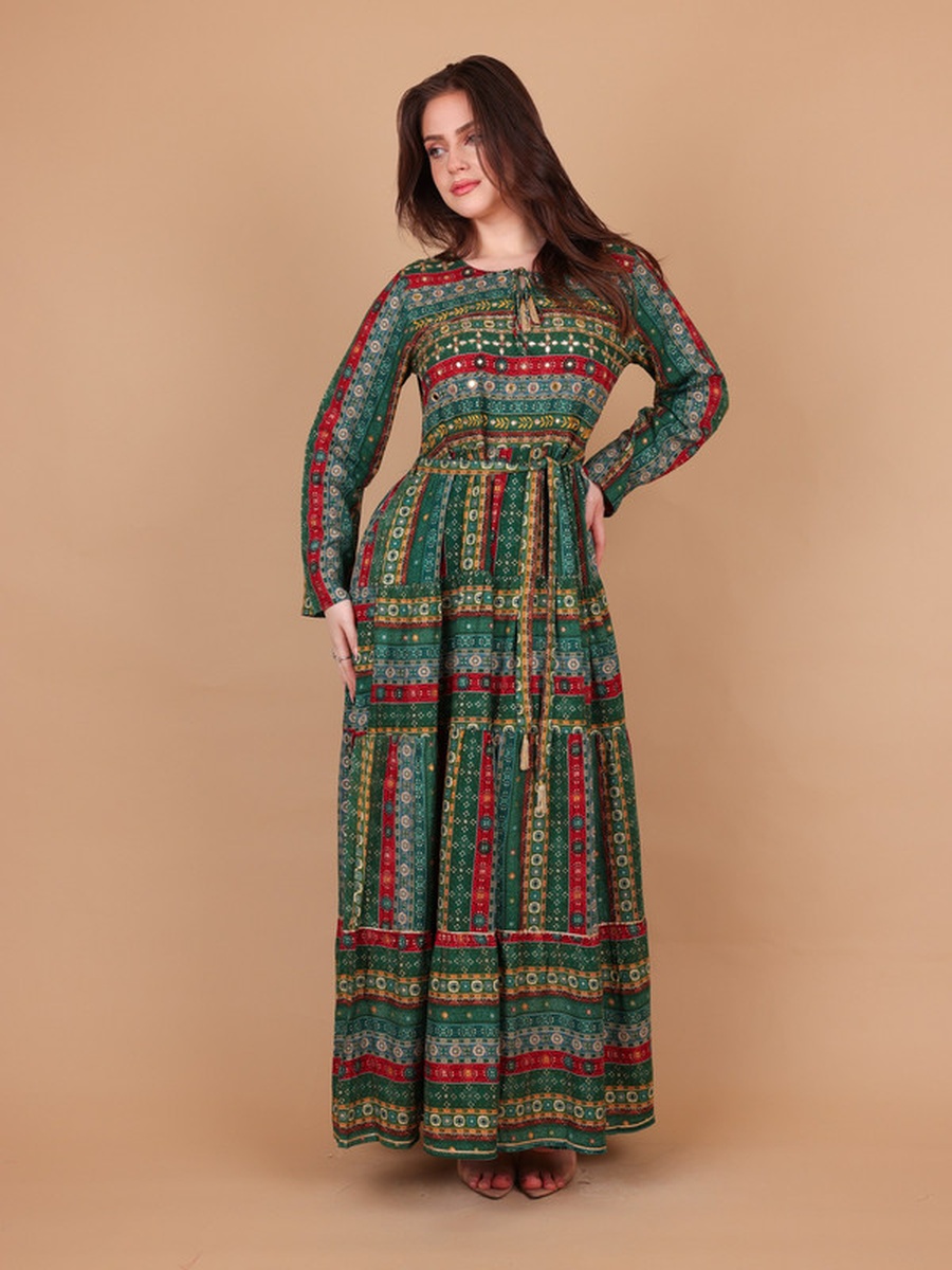Mariam All Over Print Tiered Maxi Dress