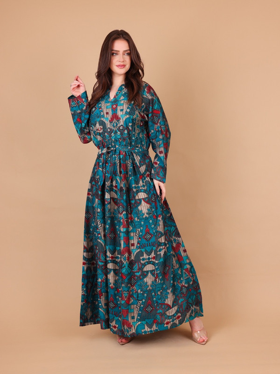 Sana All Over Print Notch Neck Maxi Dress