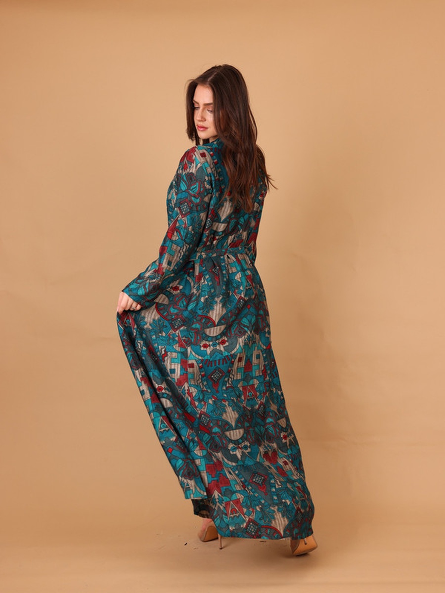Sana All Over Print Notch Neck Maxi Dress