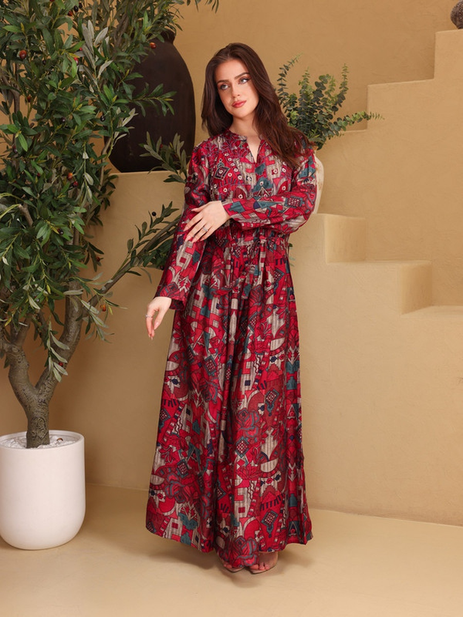 Sana All Over Print Notch Neck Maxi Dress