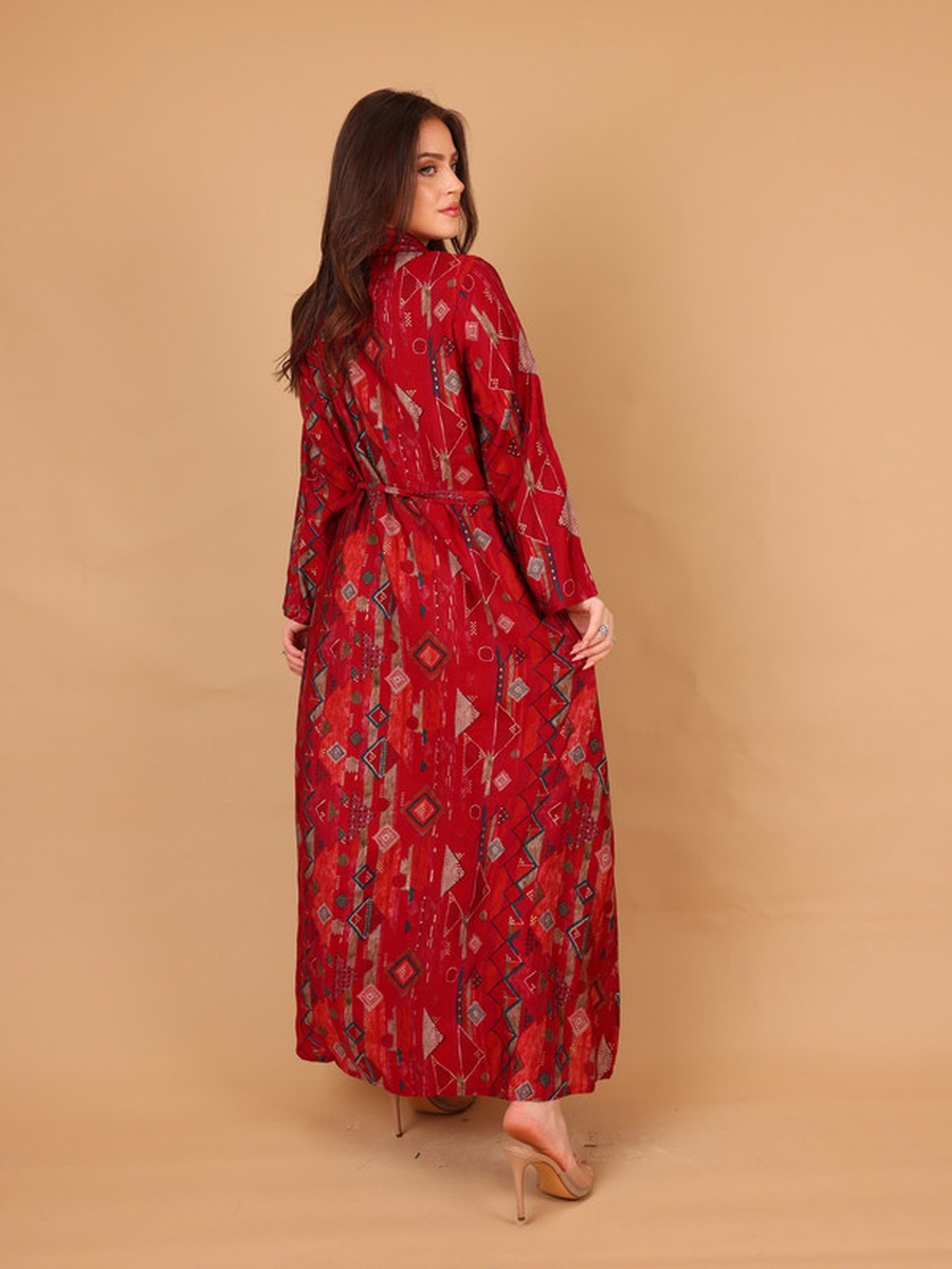 Noor All Over Print Beaded A-Line Maxi Dress