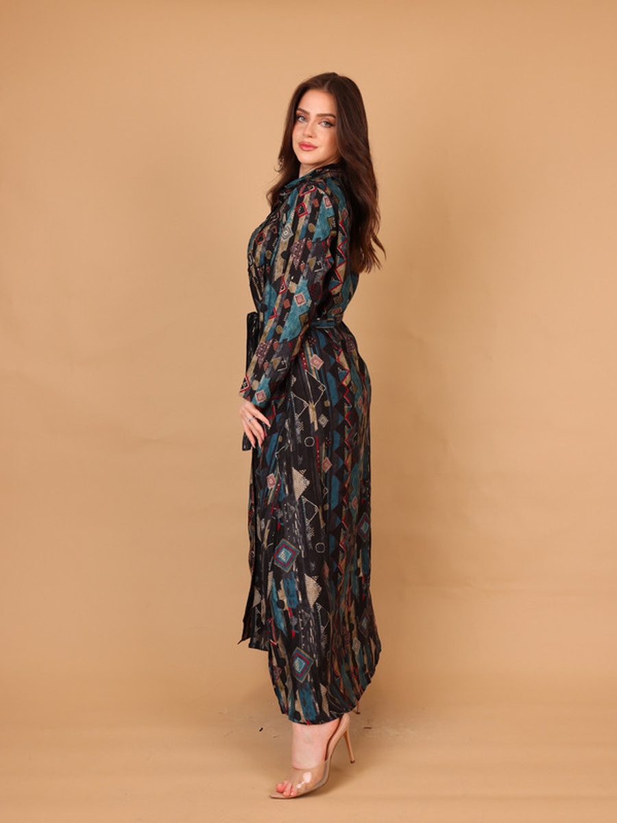 Noor All Over Print Beaded A-Line Maxi Dress