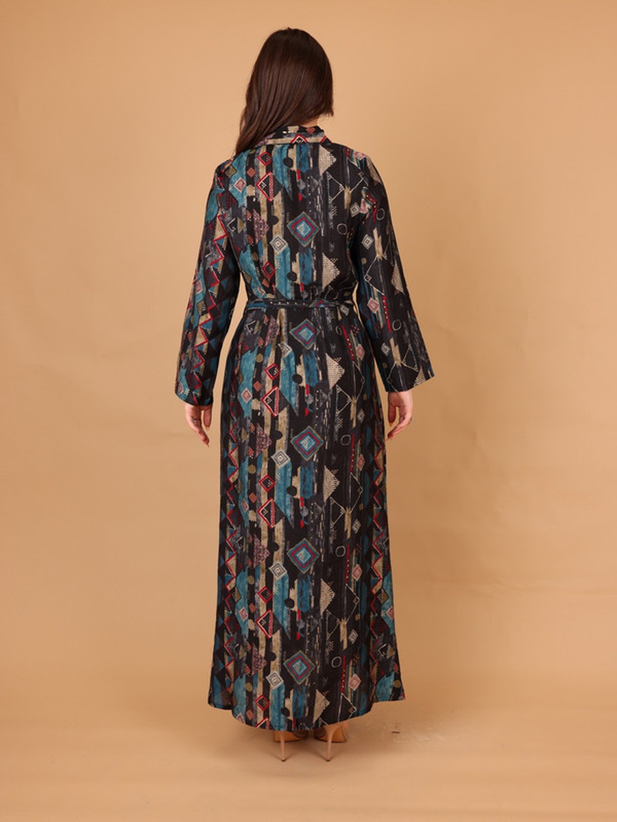 Noor All Over Print Beaded A-Line Maxi Dress