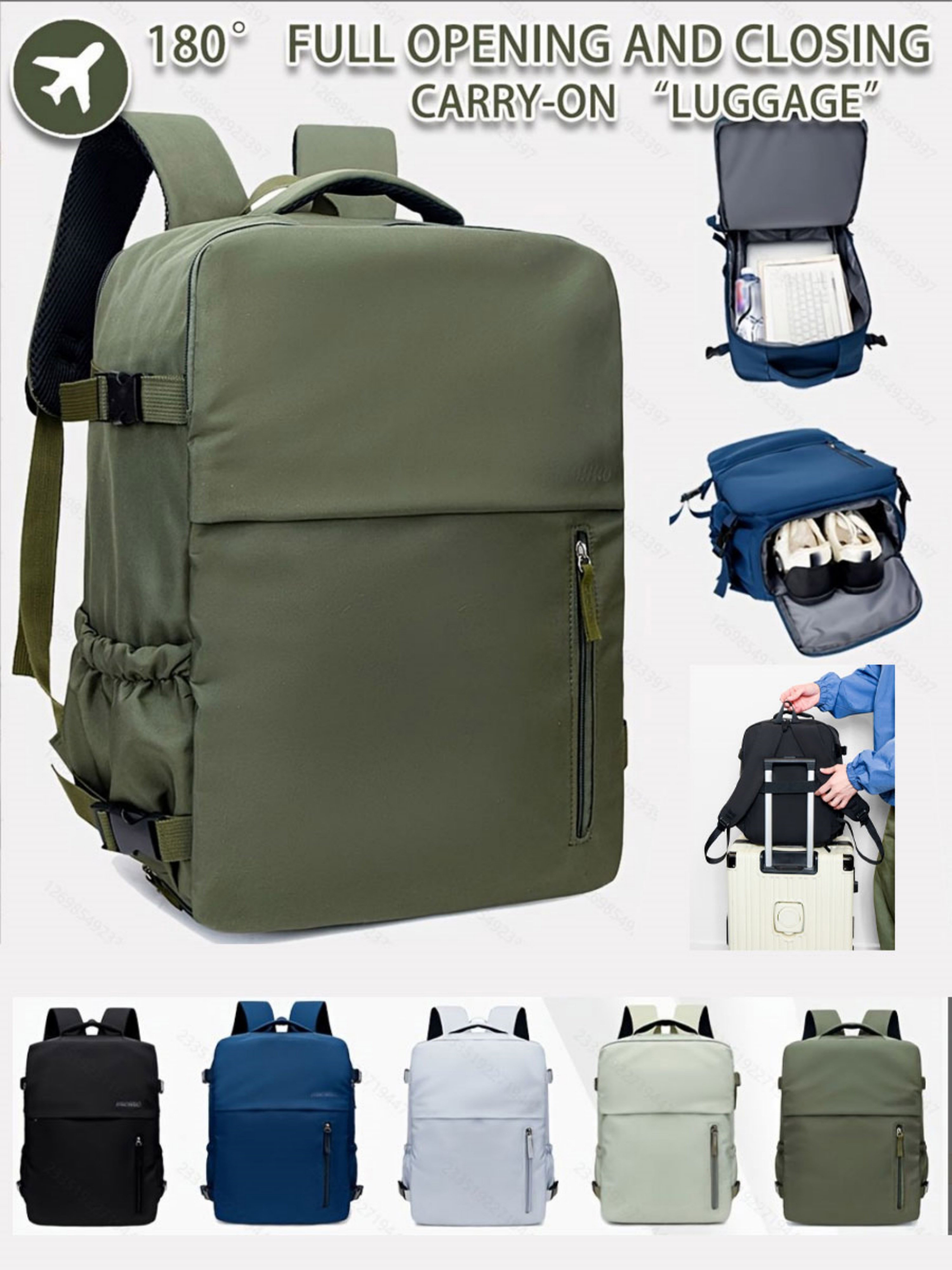 Dark Green Plain Backpack